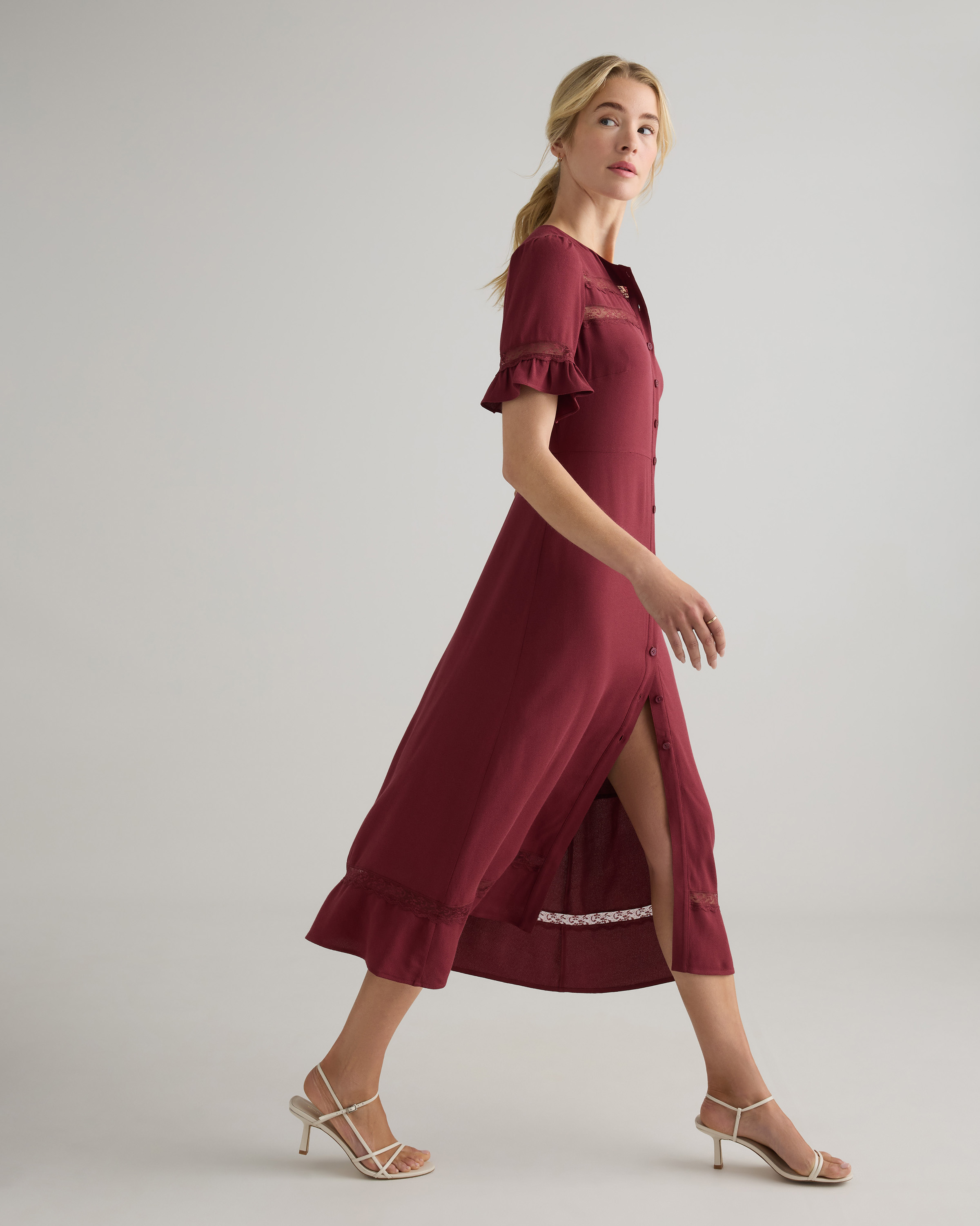 Lightweight Crepe Lace Inset Midi Dress — Image 20