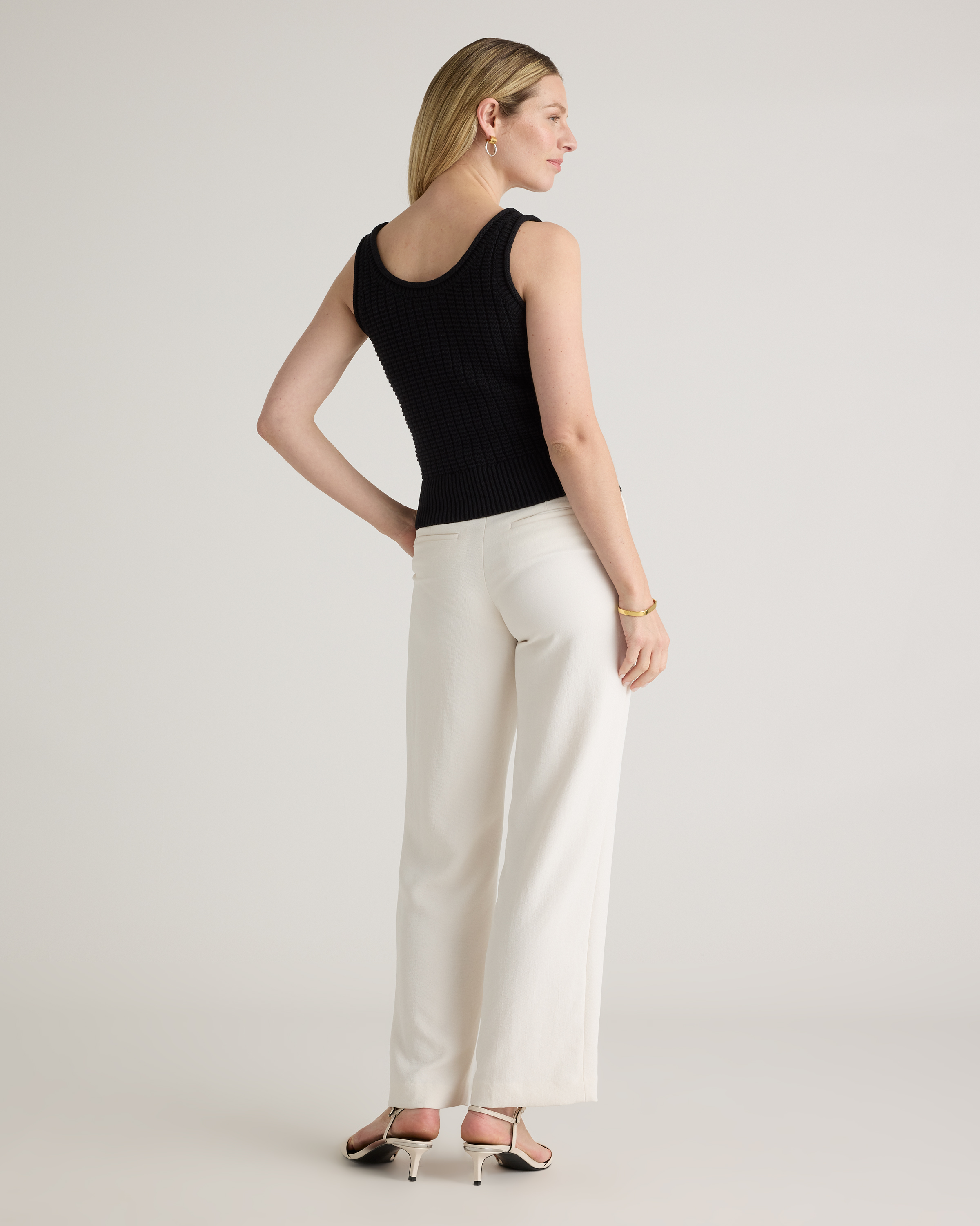 100% Organic Cotton Waffle Cropped Sweater Tank — Image 26
