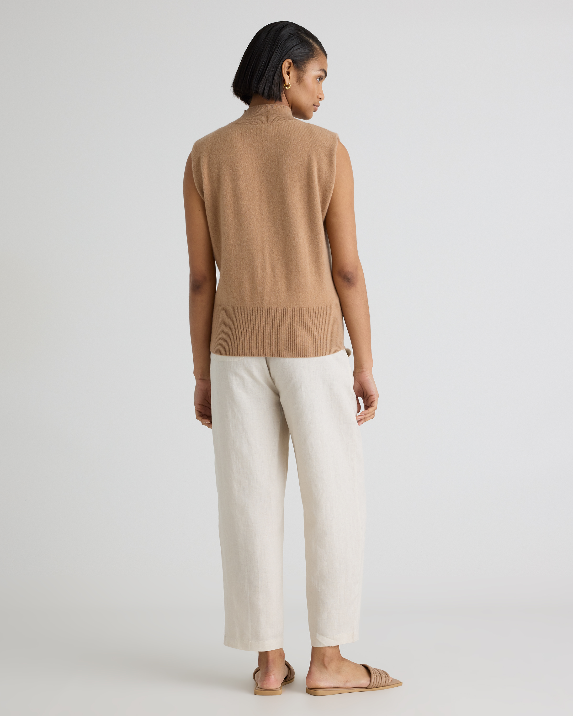 Mongolian Cashmere Padded-Shoulder Sweater Tank — Image 14