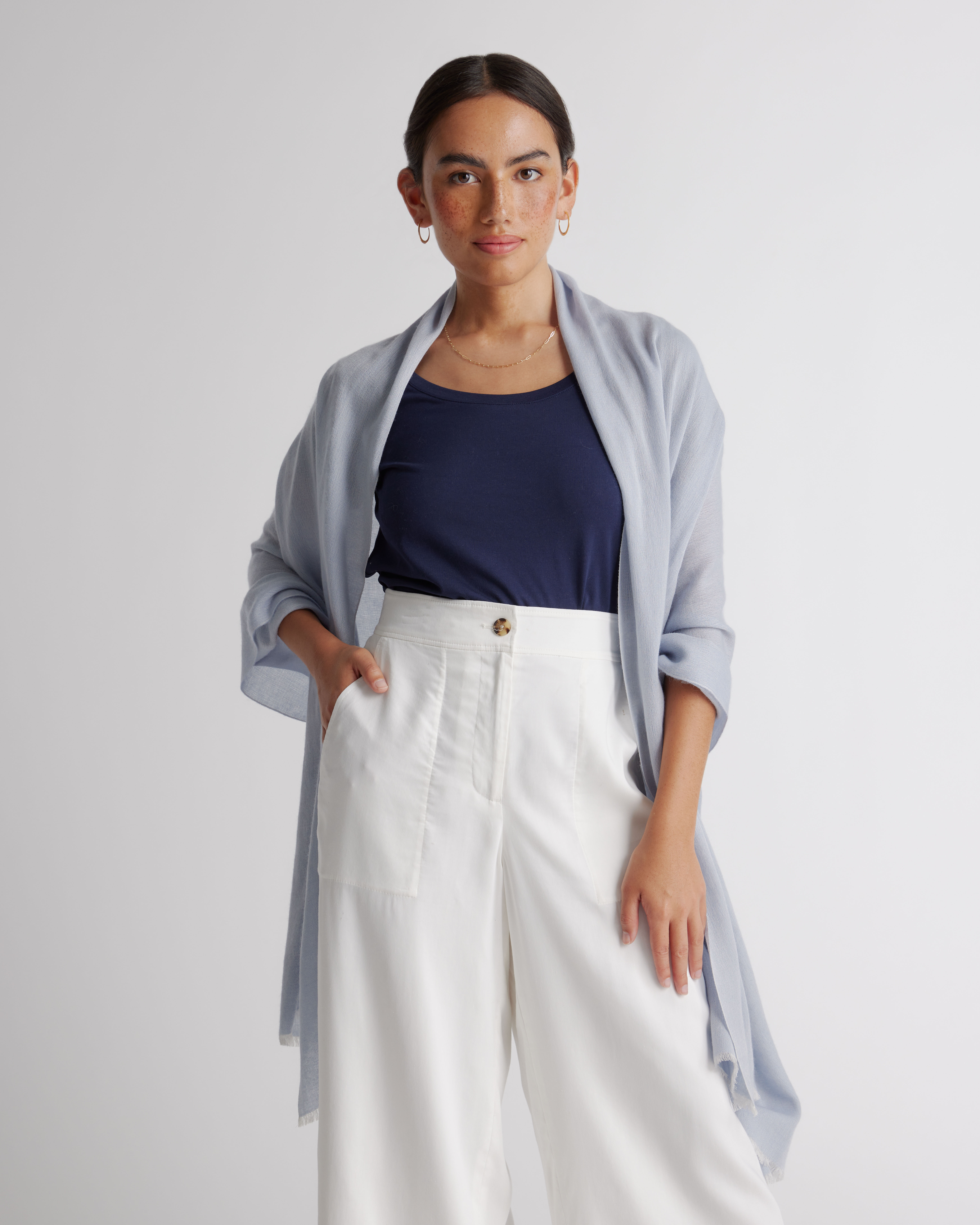Featherweight Cashmere Silk Frayed Edge Scarf — Image 9