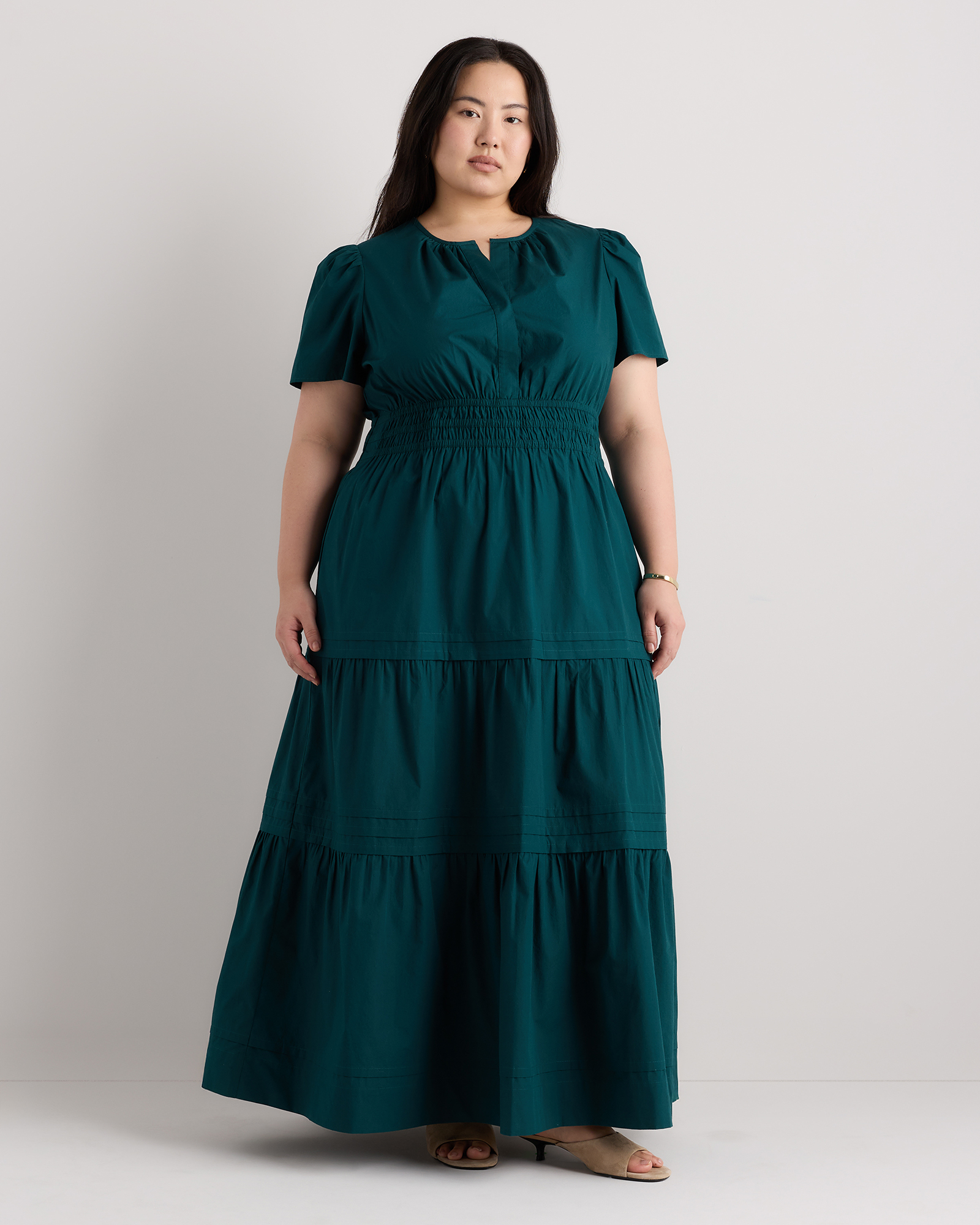 100% Organic Cotton Poplin Tiered Maxi Dress — Image 27