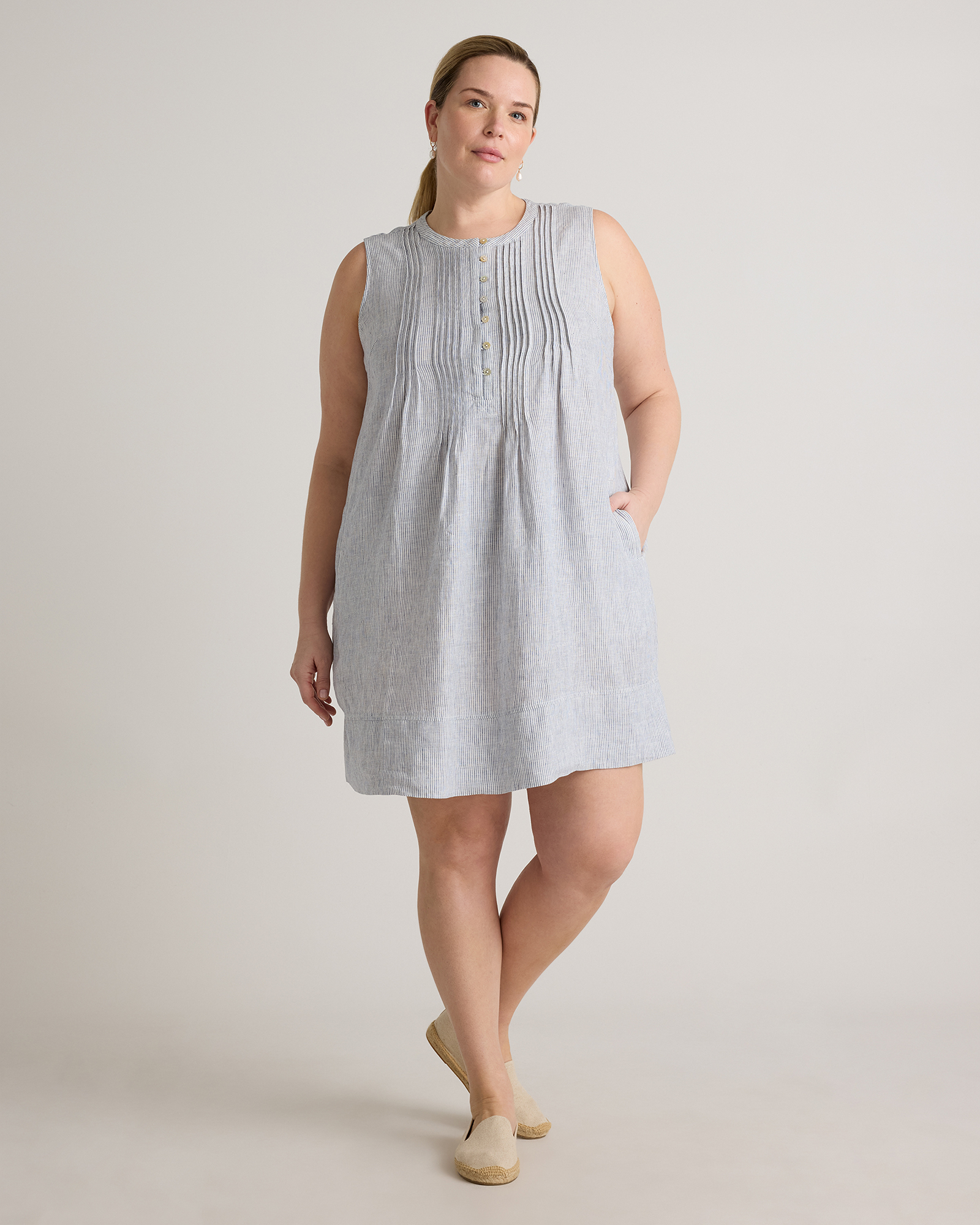 100% European Linen Sleeveless Swing Dress — Image 30