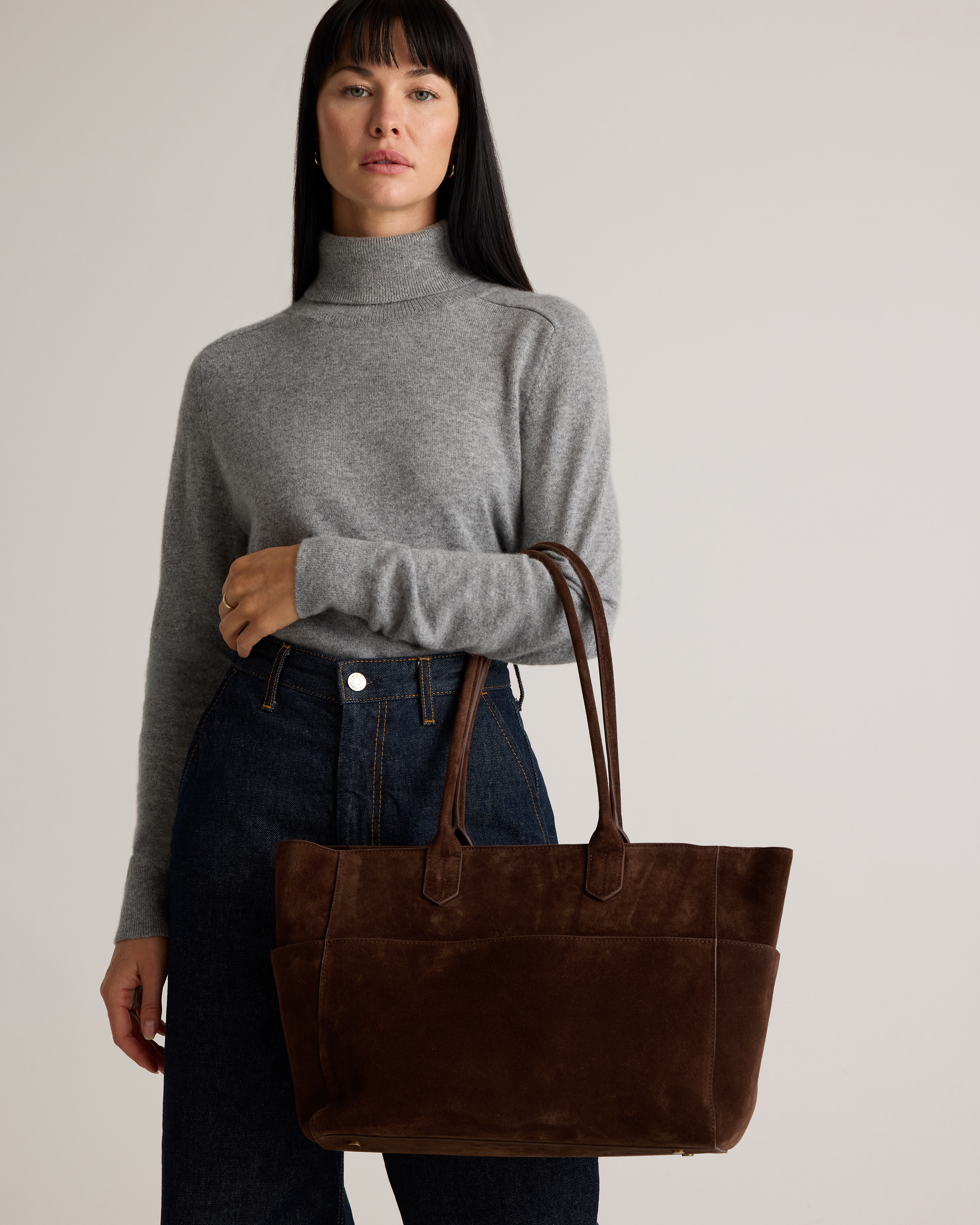 Italian Suede Shopper Tote — Image 6