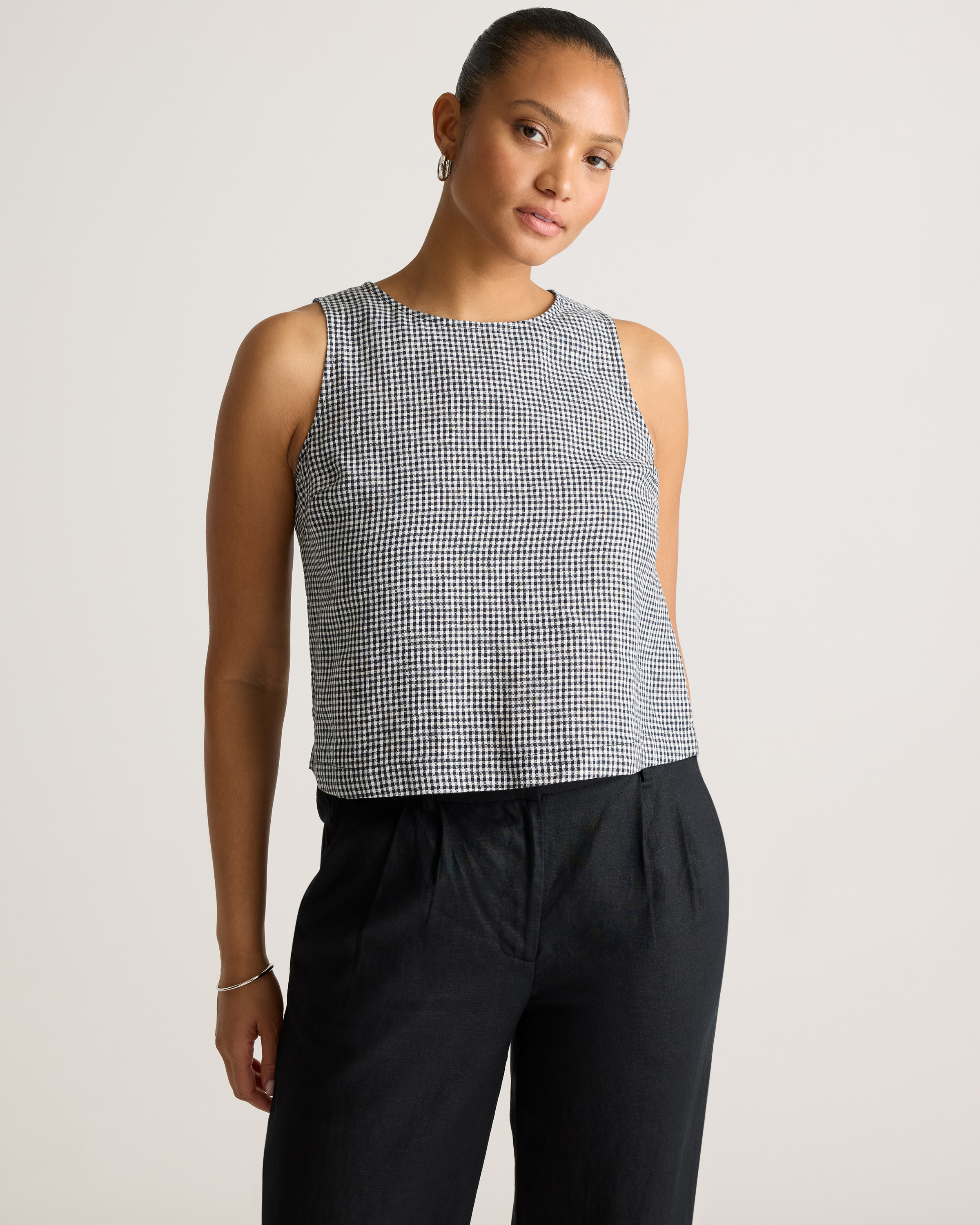 100% European Linen Cropped Tank — Image 11
