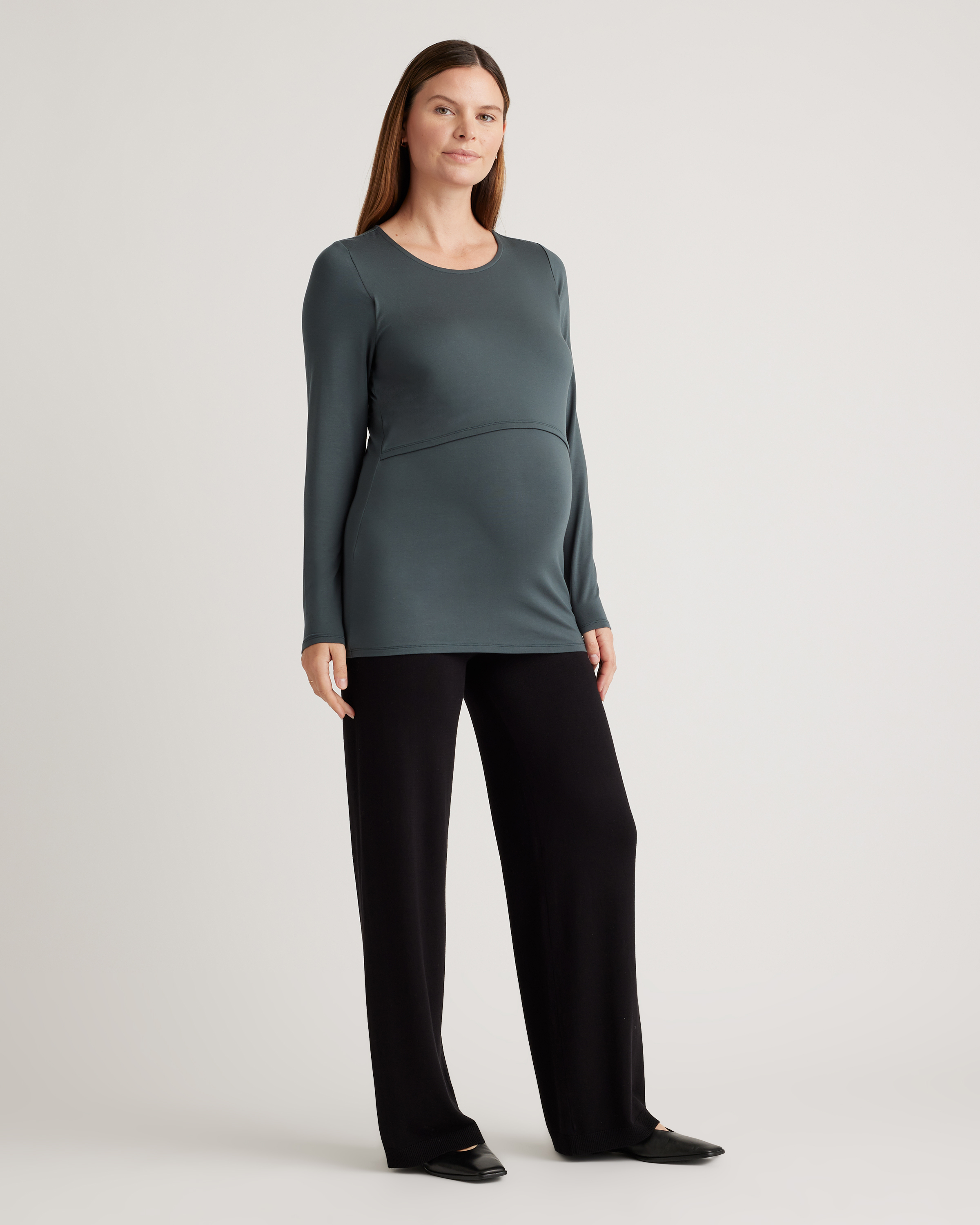Tencel Jersey Maternity & Nursing Long Sleeve Relaxed Fit Tee 2-Pack — Image 17