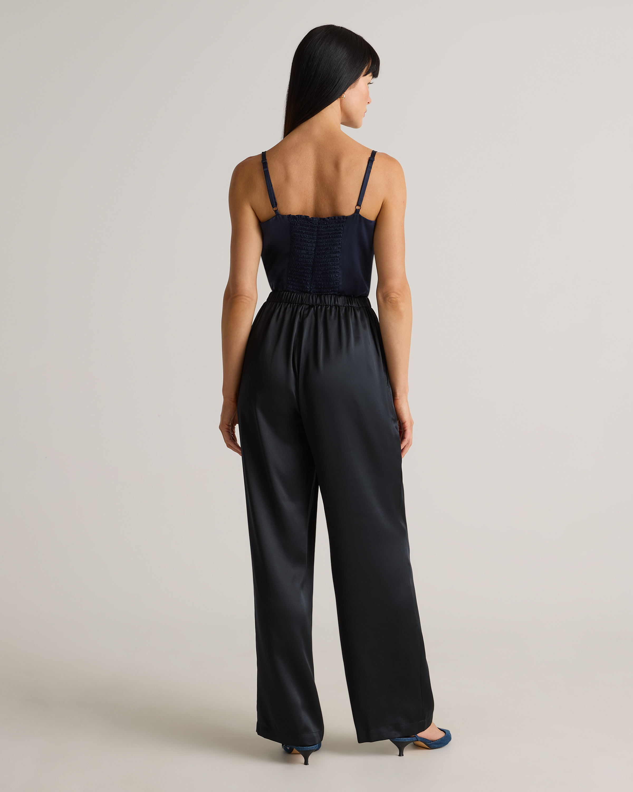 100% Washable Silk Drawstring Wide Leg Pants — Image 49