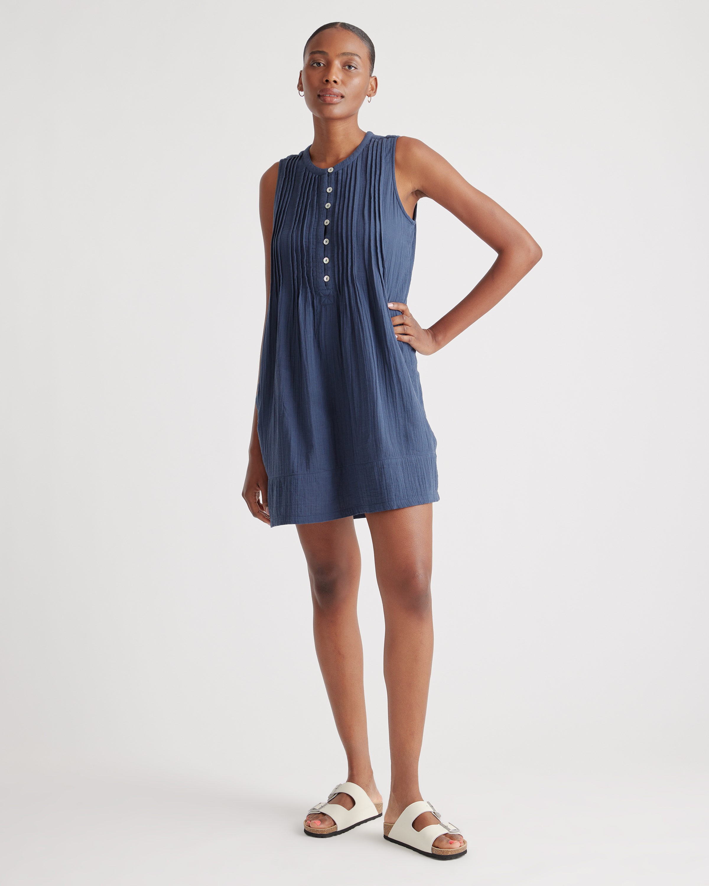 100% Organic Cotton Gauze Sleeveless Swing Dress — Image 34
