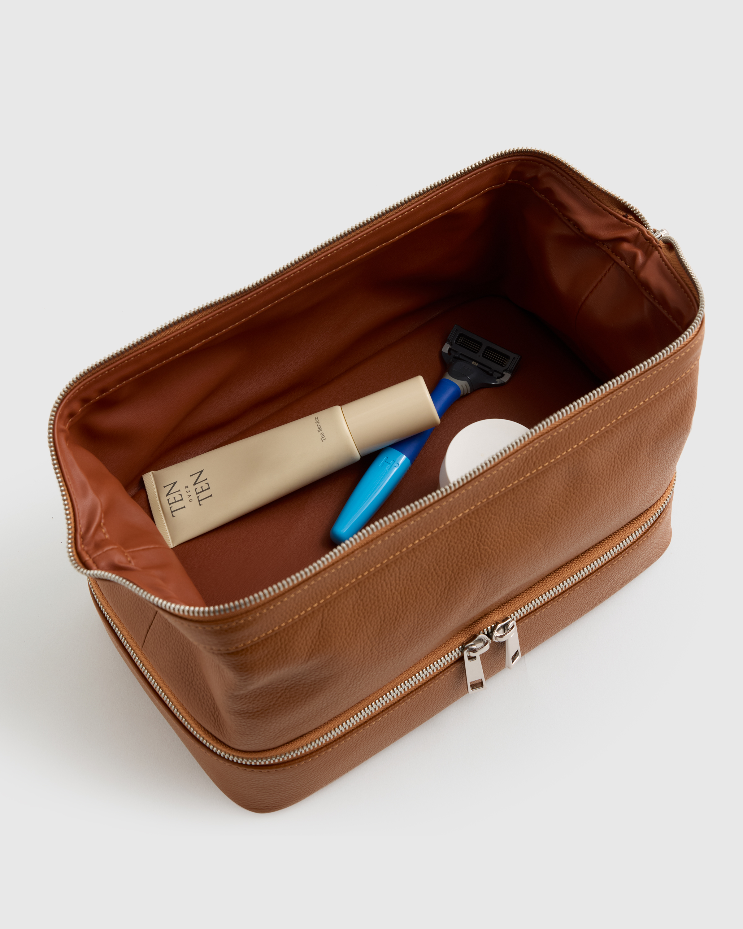 Italian Leather Dual Compartment Toiletry Bag — Image 15