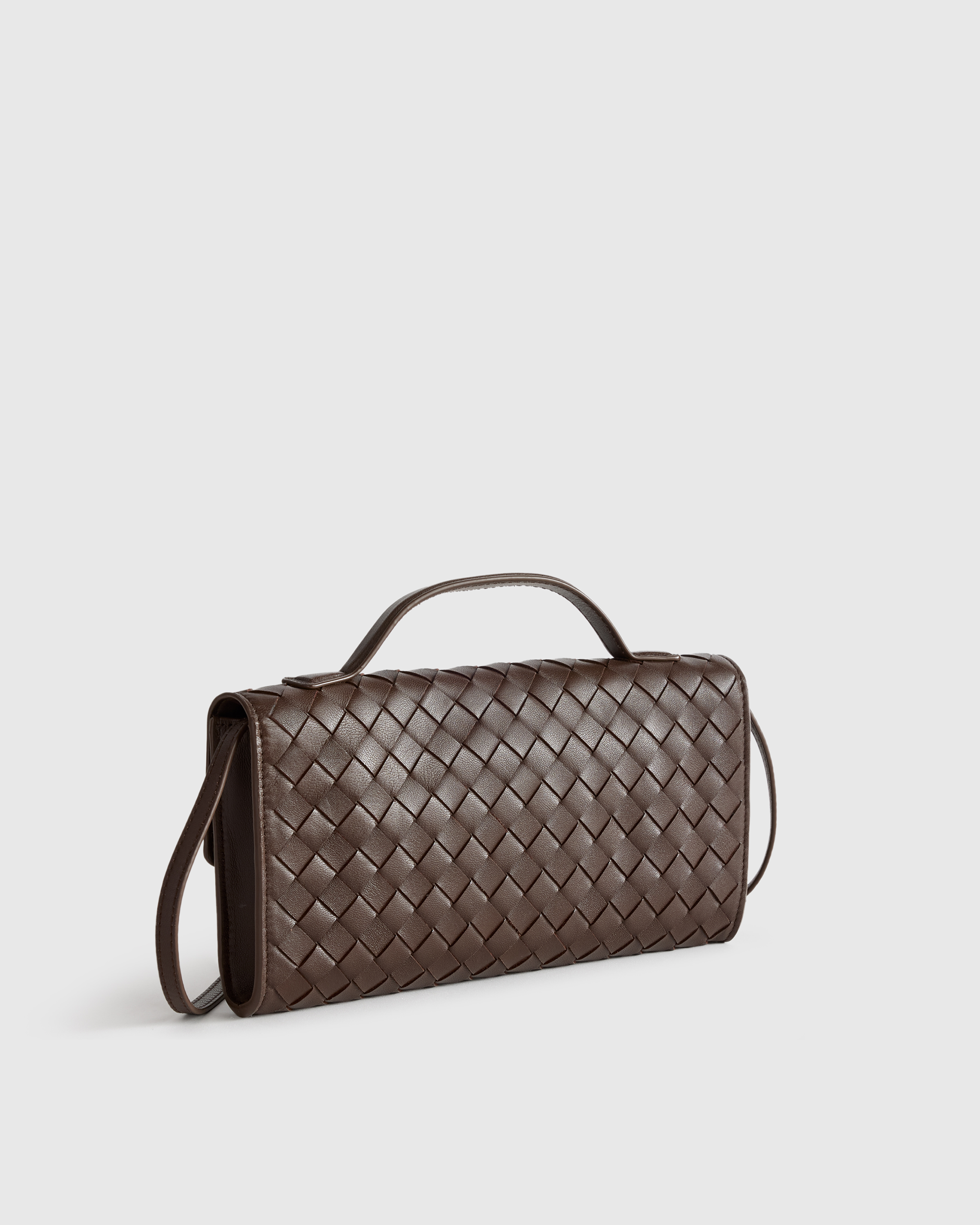 Italian Leather Handwoven Top Handle Clutch — Image 12