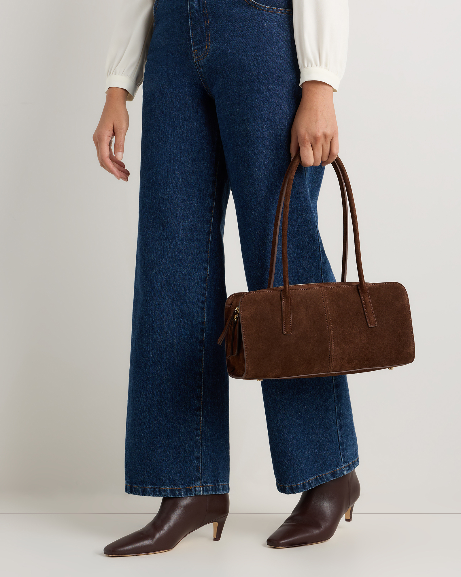 Italian Suede East-West Shoulder Bag — Image 10