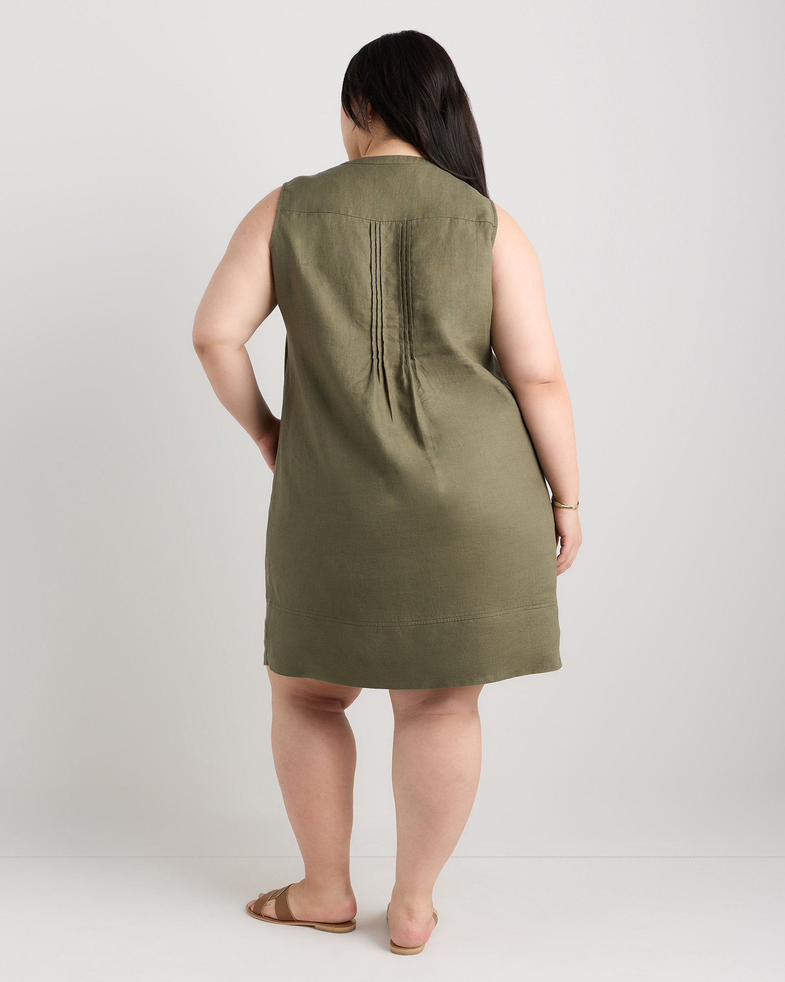 100% European Linen Sleeveless Swing Dress — Image 39