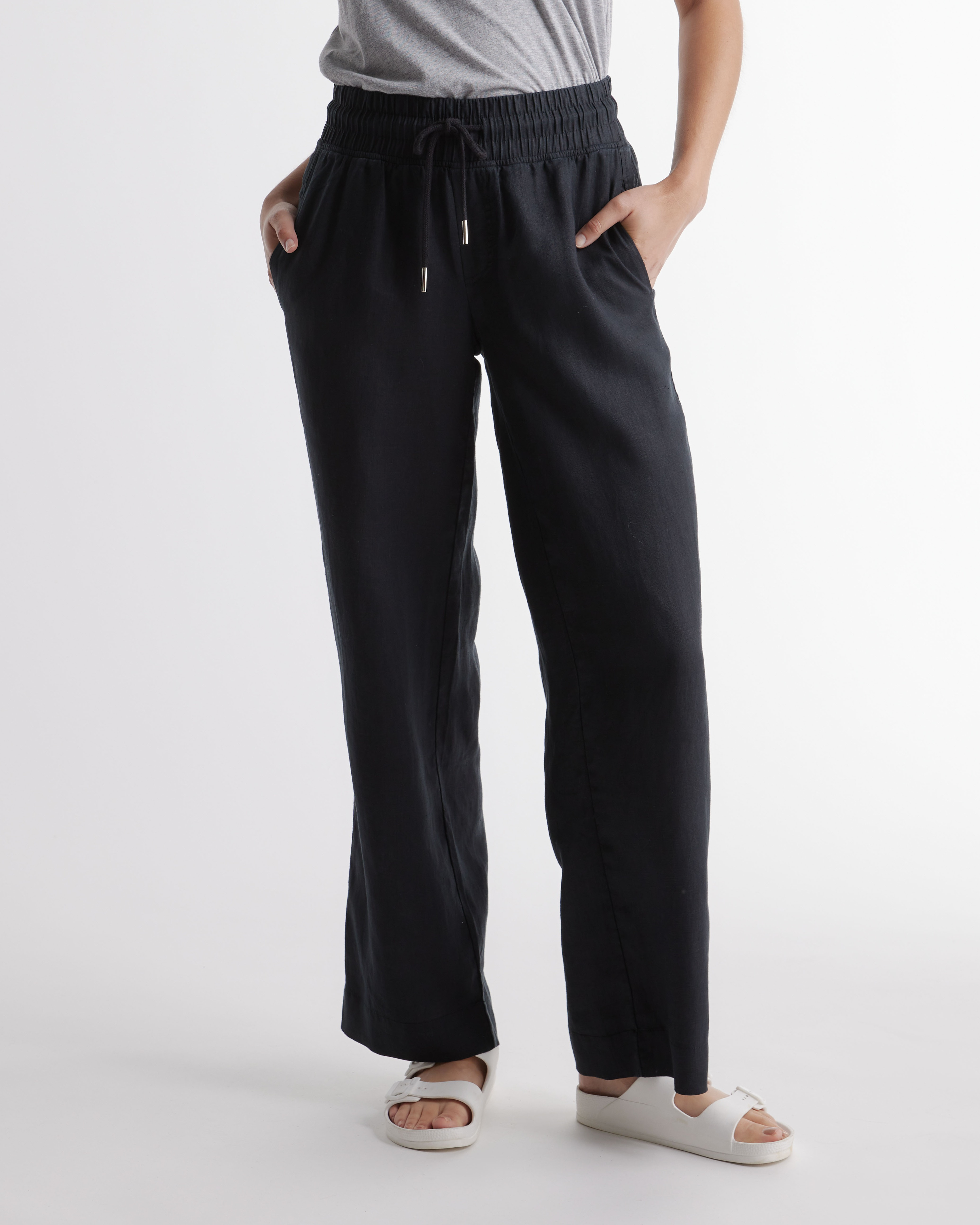100% European Linen Wide Leg Pants — Image 36