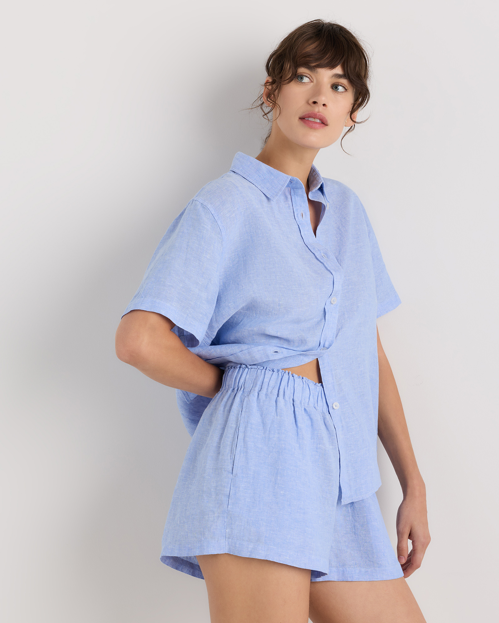 100% European Linen Shorts Pajama Set — Image 21