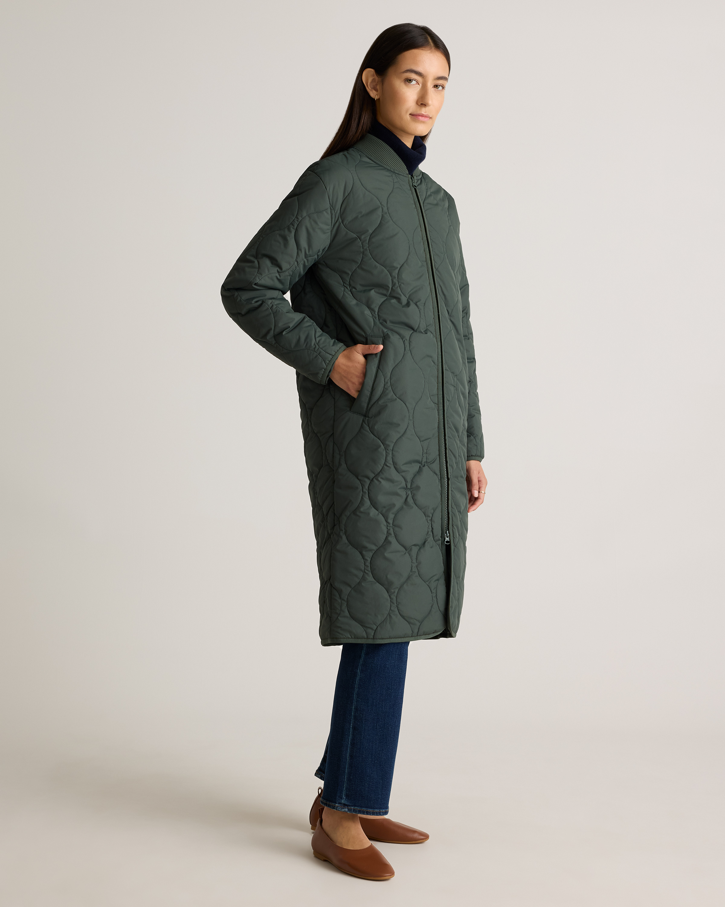 Featherless Quilted Puffer Long Coat — Image 27