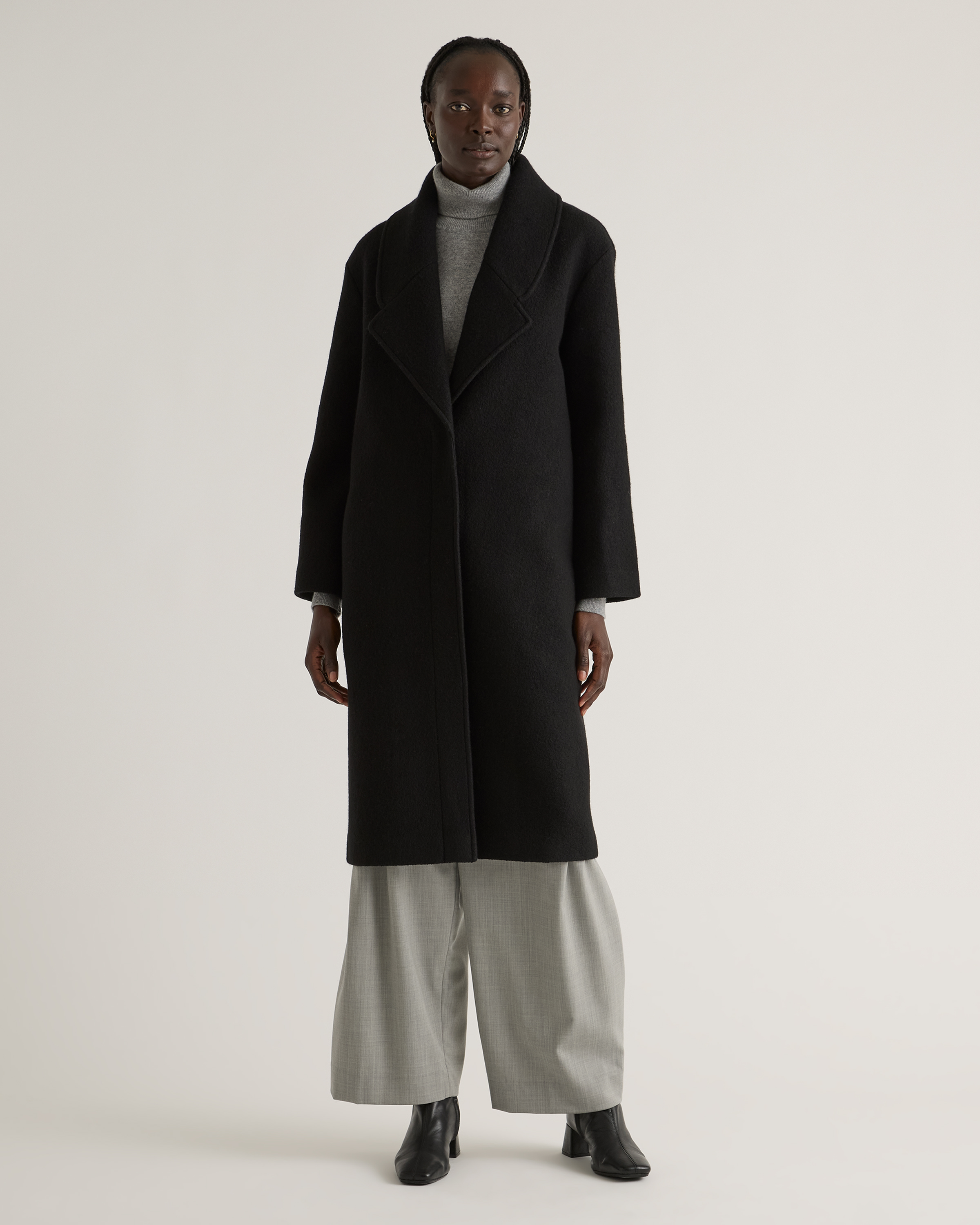 100% Merino Wool Shawl Collar Long Coat — Image 13