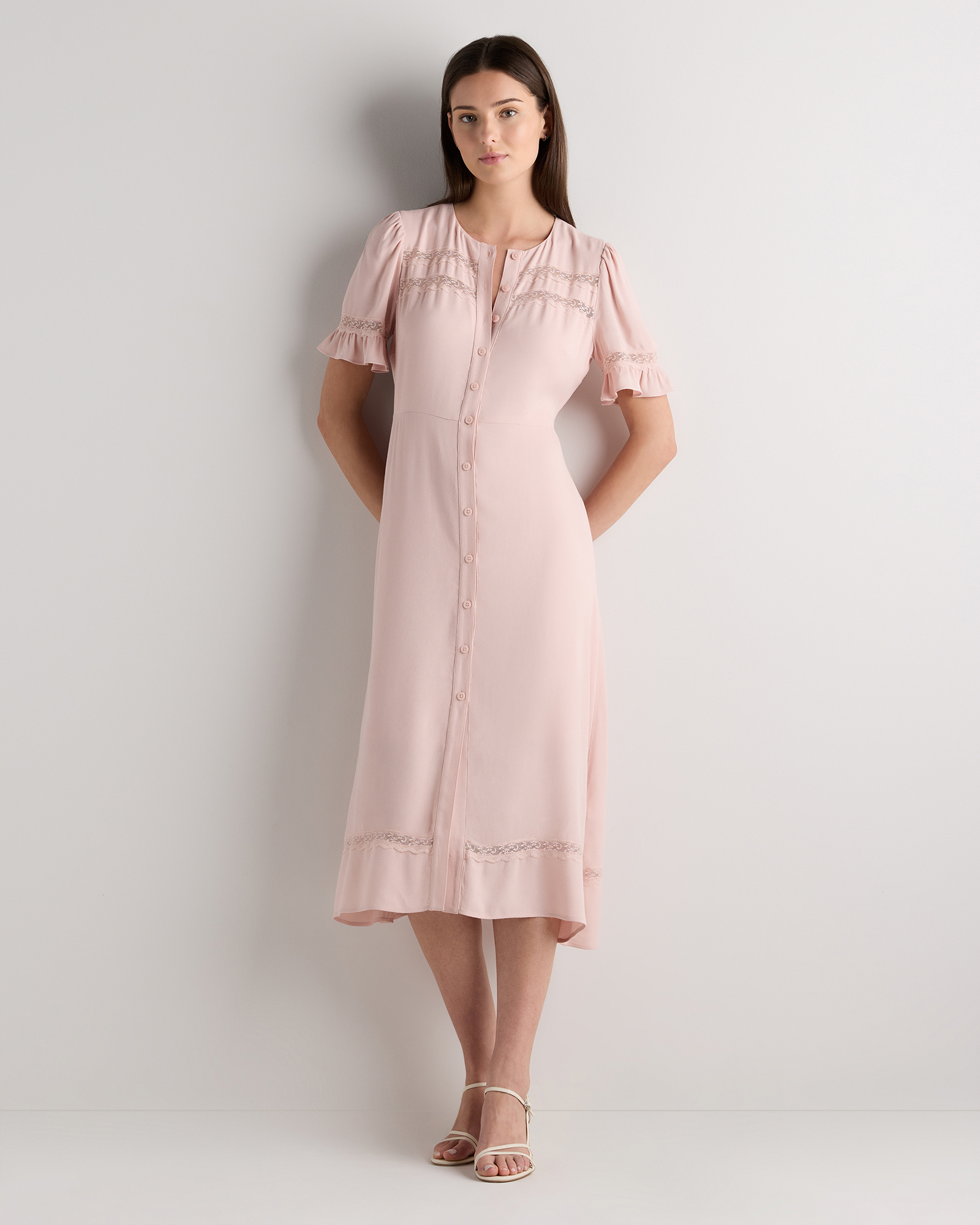 Lightweight Crepe Lace Inset Midi Dress — Image 21