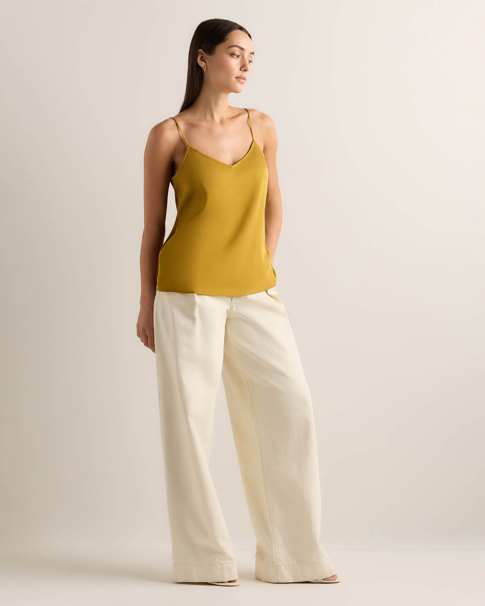 Washable Stretch Silk V-Neck Cami — Image 35