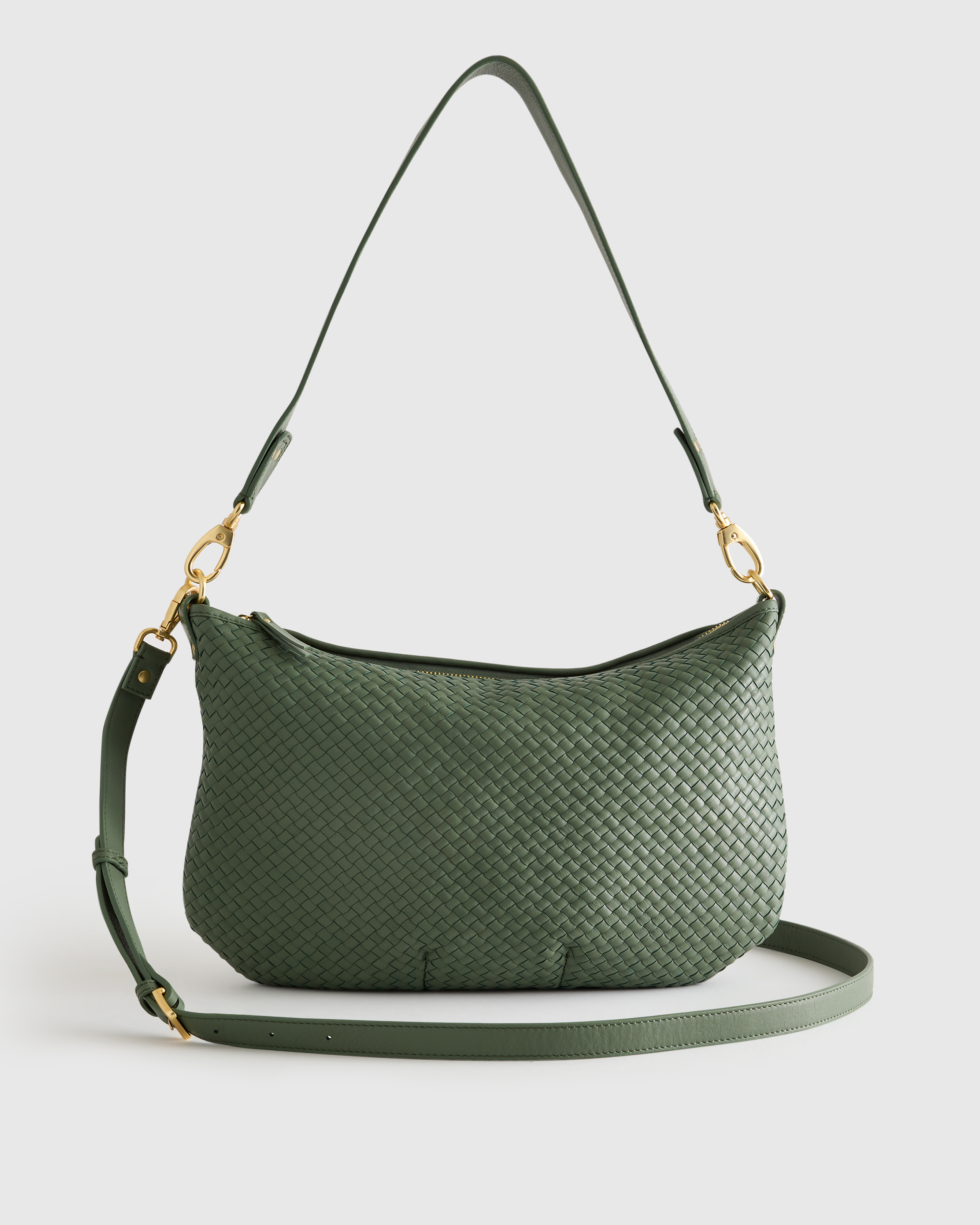 Italian Leather Convertible Crescent Handwoven Shoulder Bag — Image 24