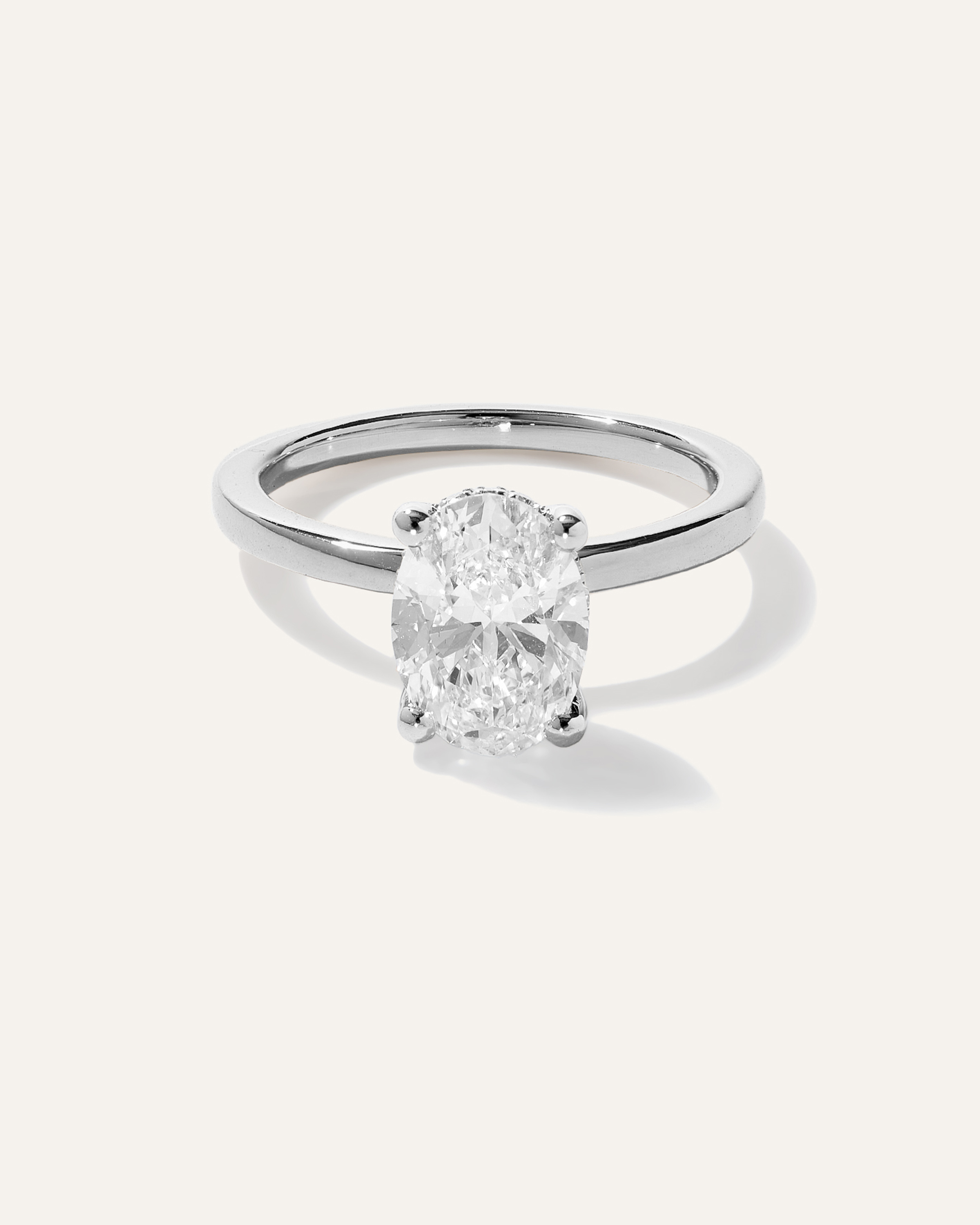 Lab Grown Diamond Oval Petite Hidden Halo Engagement Ring - 2ct — Image 9