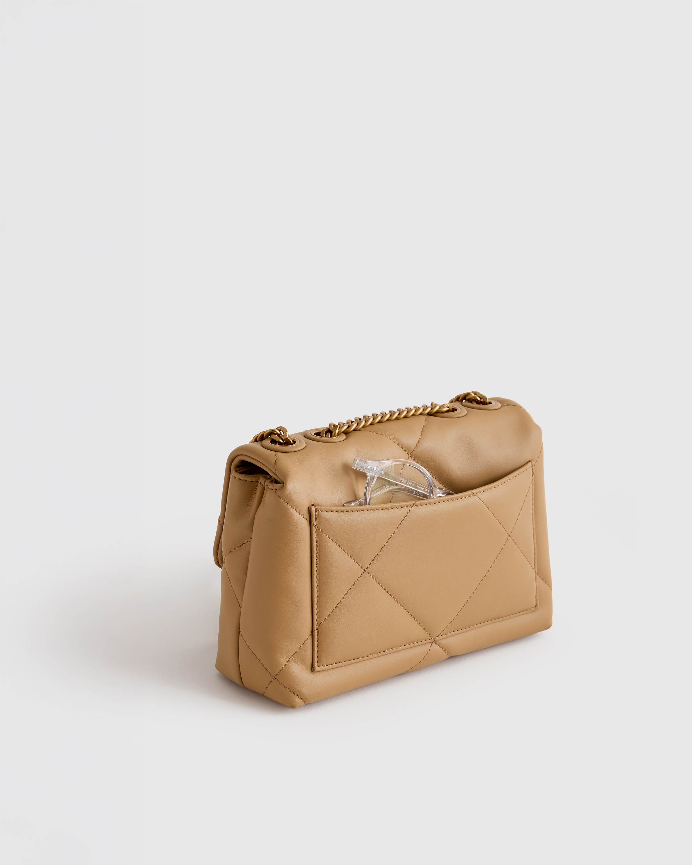 Italian Leather Diamond Quilted Small Shoulder Bag — Image 6