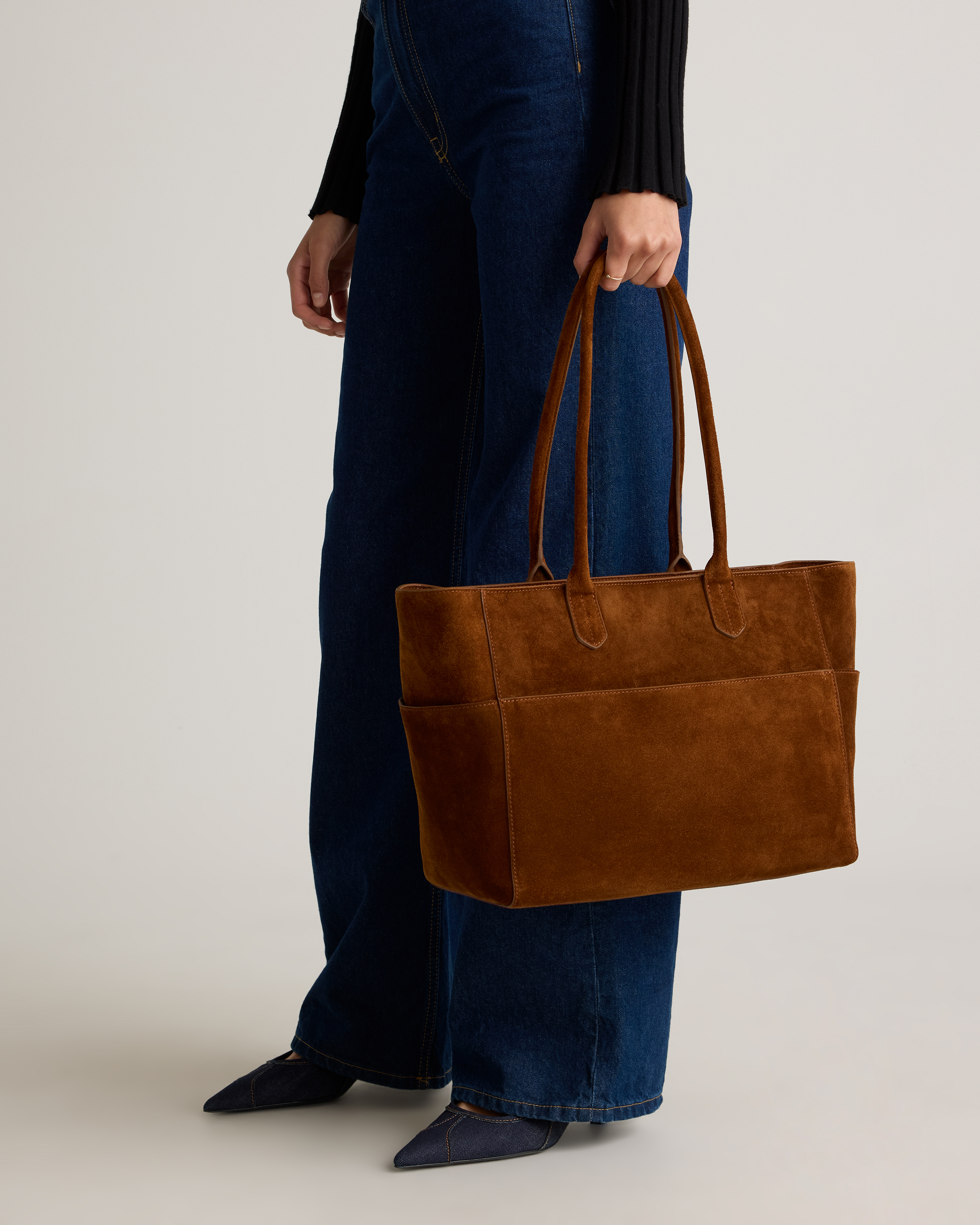 Italian Suede Shopper Tote — Image 13