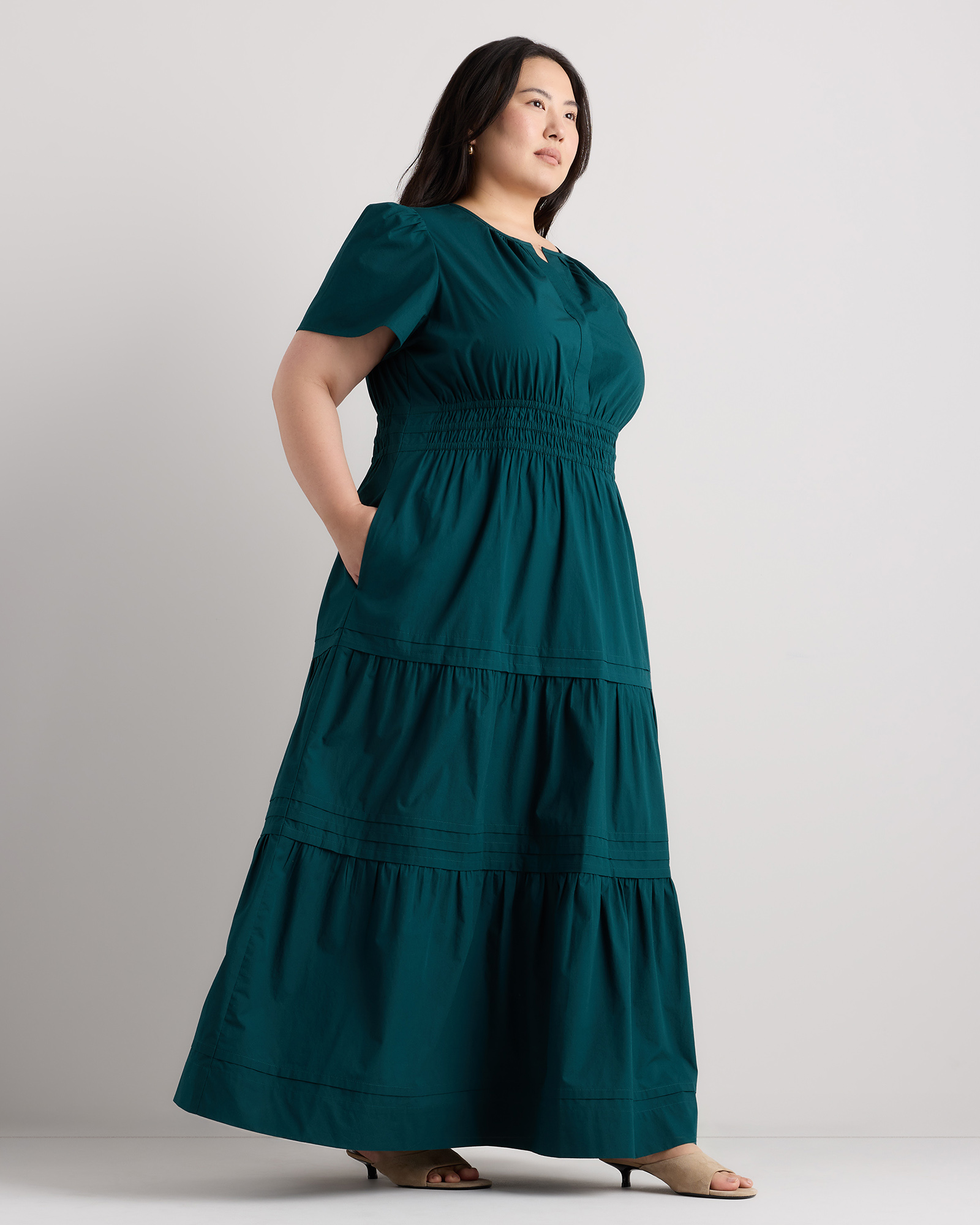 100% Organic Cotton Poplin Tiered Maxi Dress — Image 28