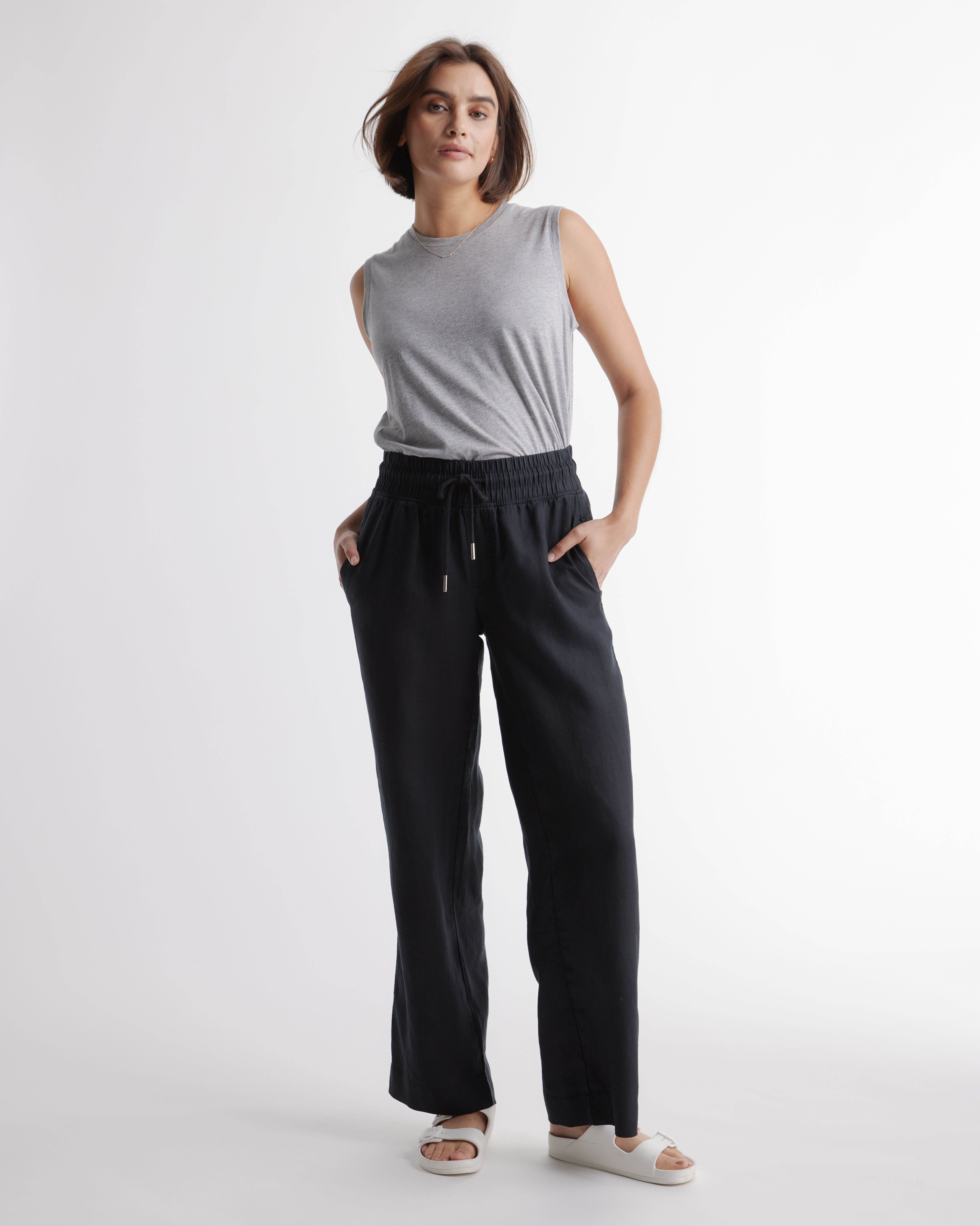 100% European Linen Wide Leg Pants — Image 19