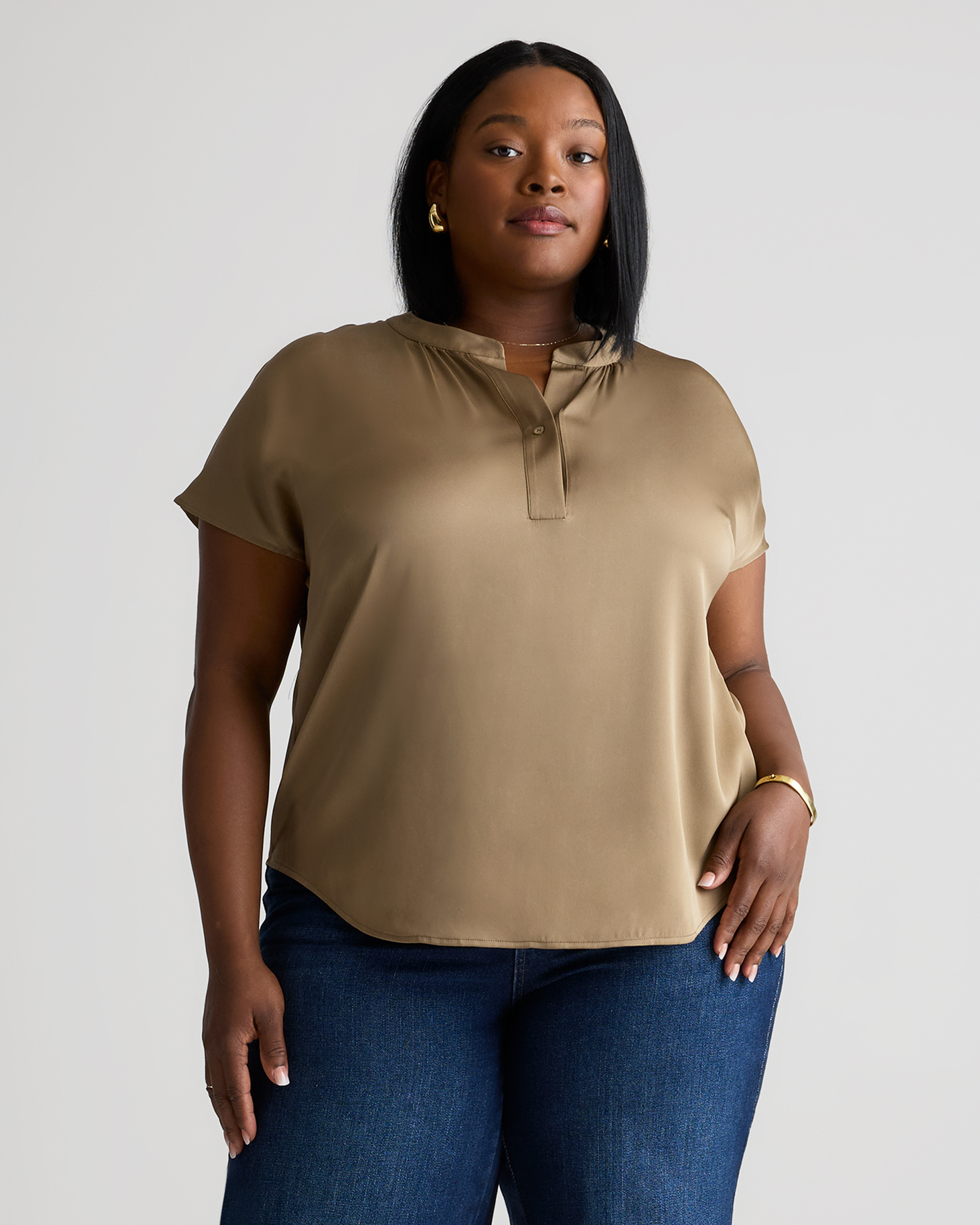Washable Stretch Silk Dolman Sleeve Blouse — Image 9