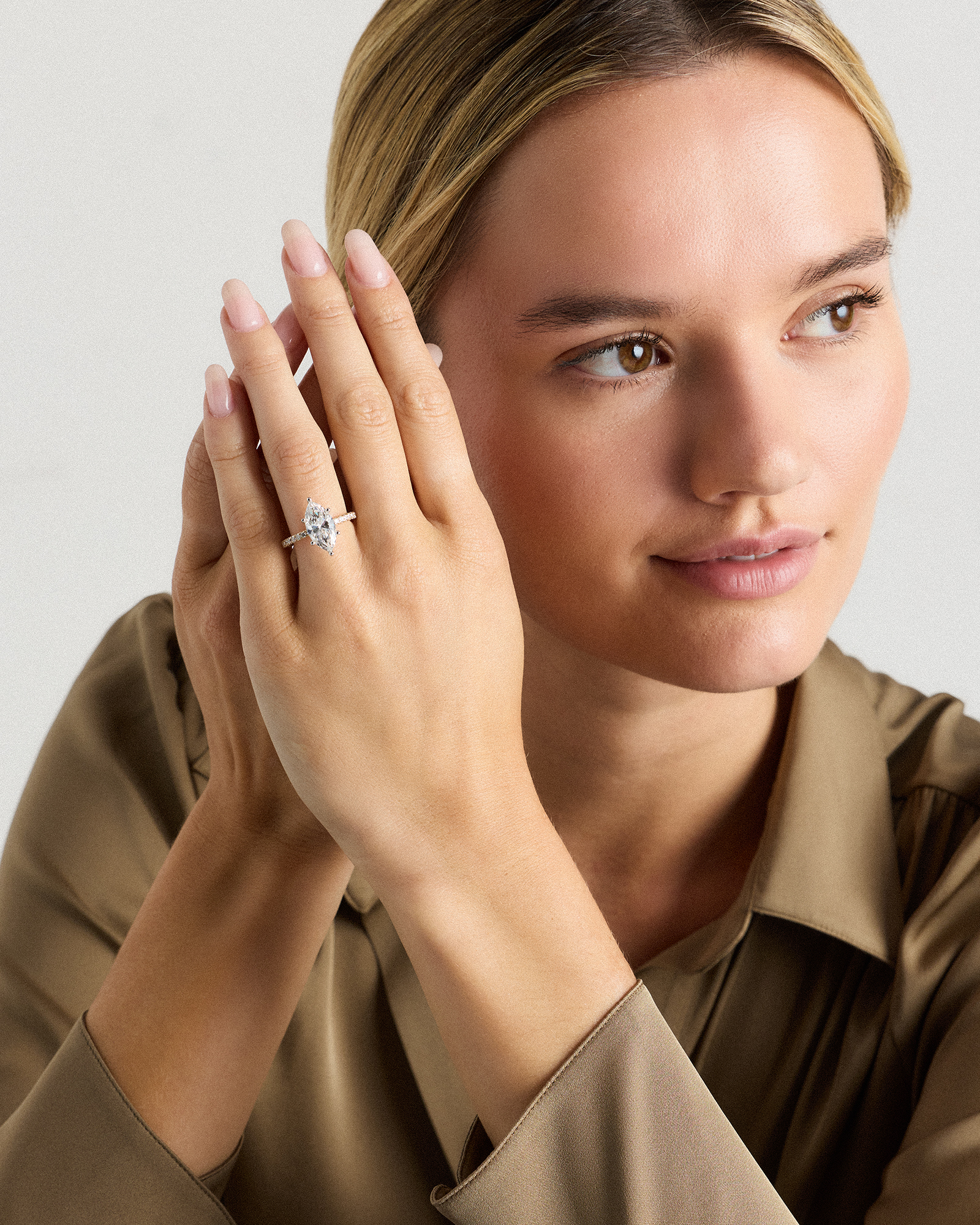 Lab Grown Diamond Marquise Petite Pave Engagement Ring - 3ct — Image 5