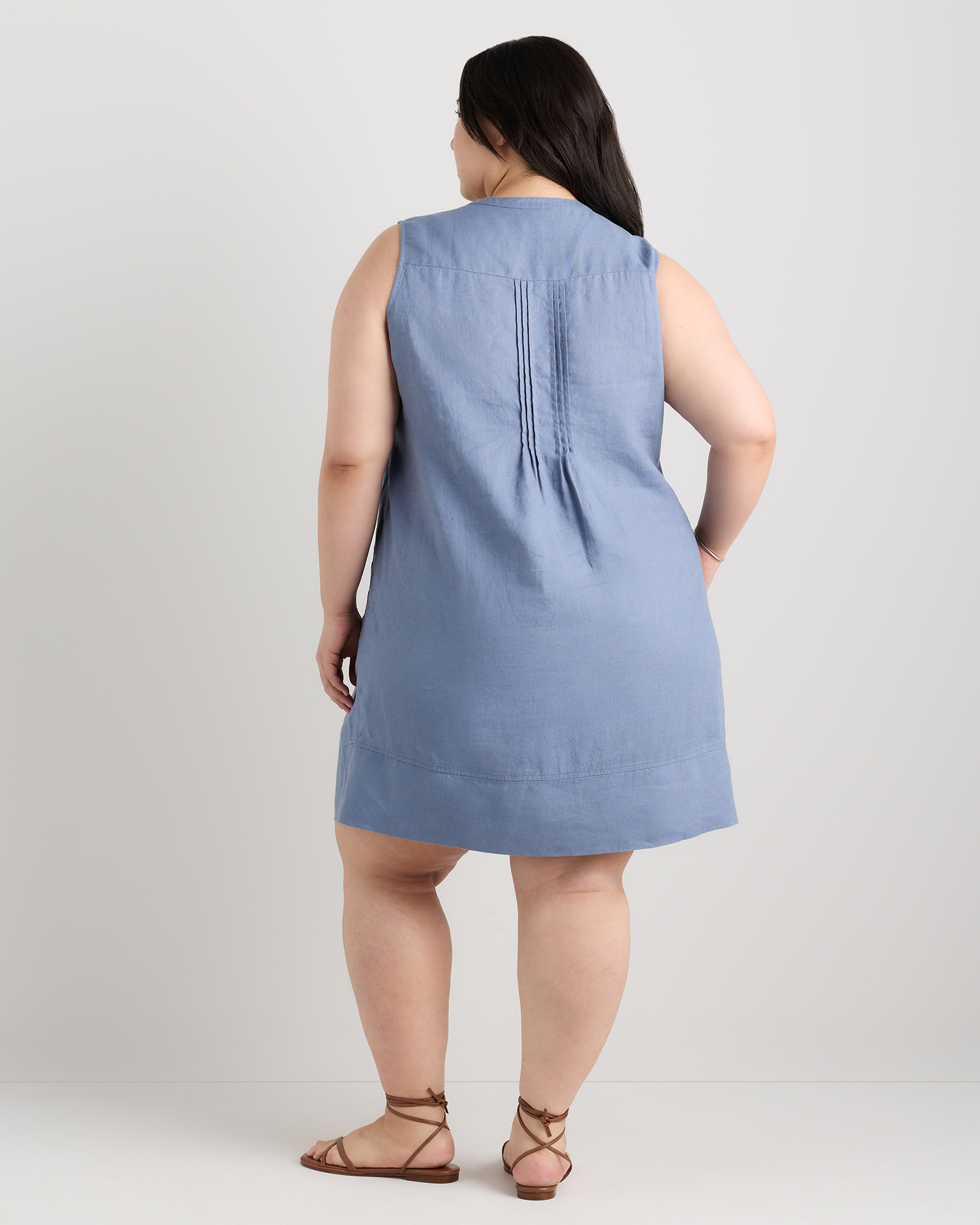100% European Linen Sleeveless Swing Dress — Image 32