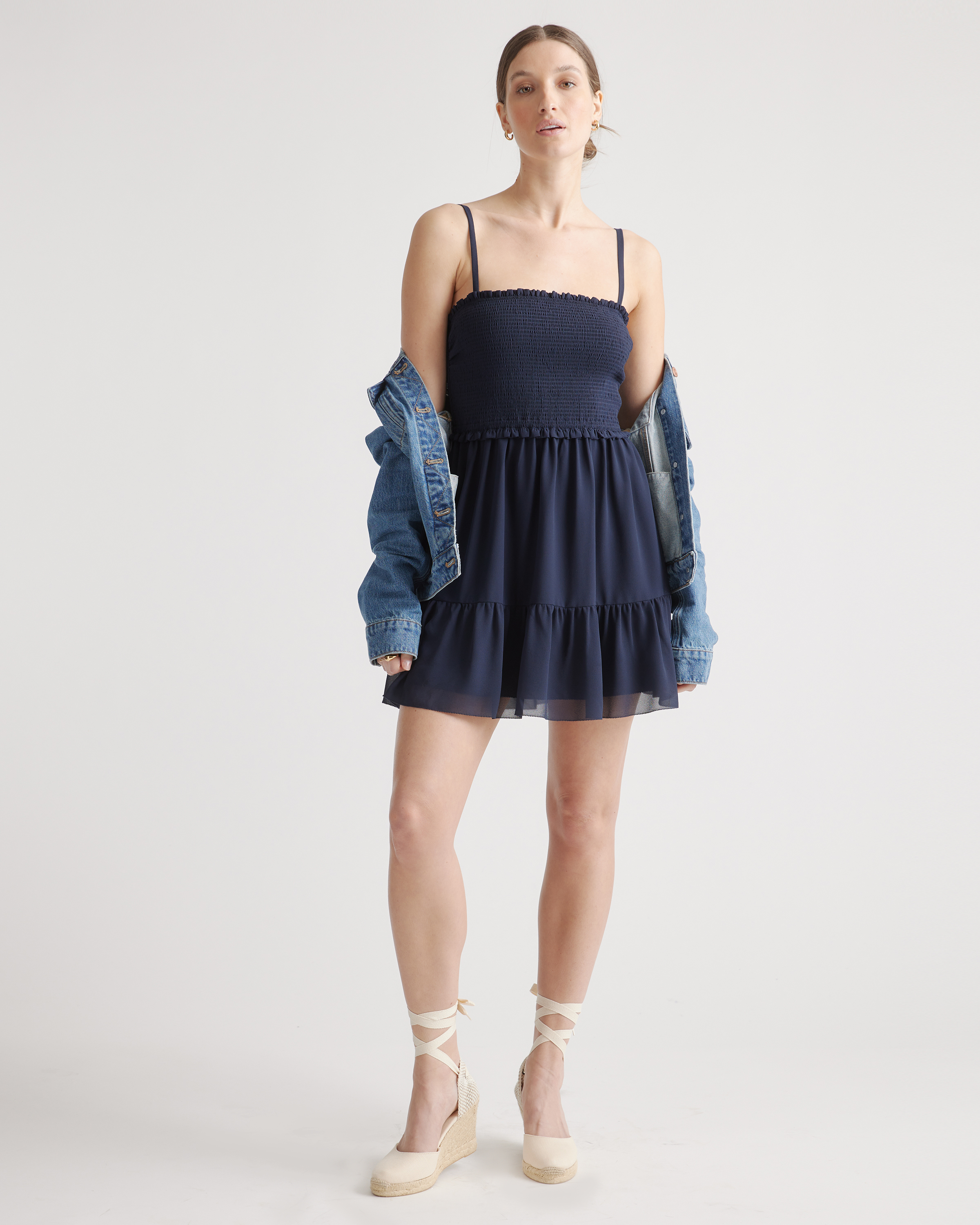 Chiffon Smocked Sleeveless Mini Dress — Image 5