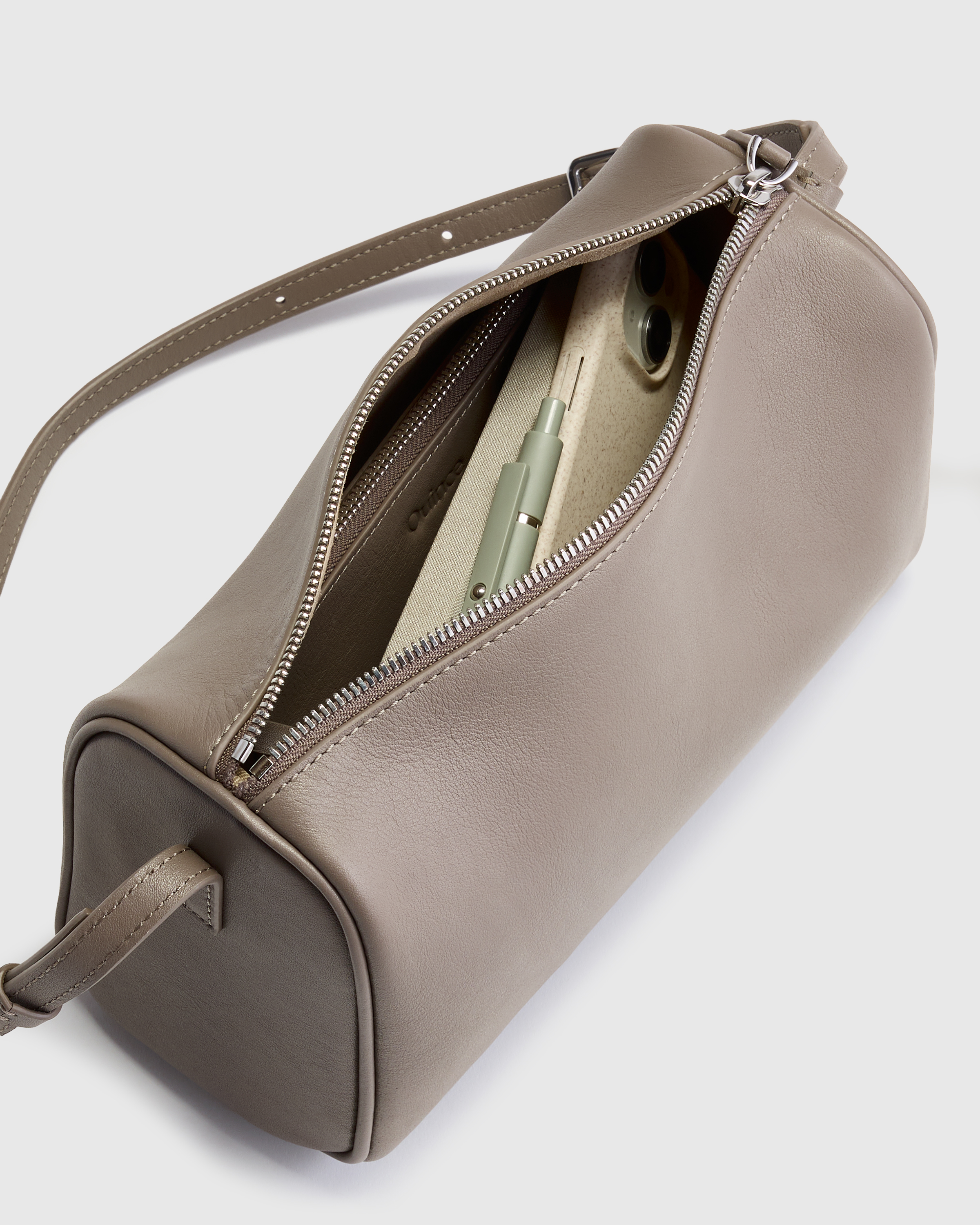 Italian Leather Mini Barrel Shoulder Bag — Image 9