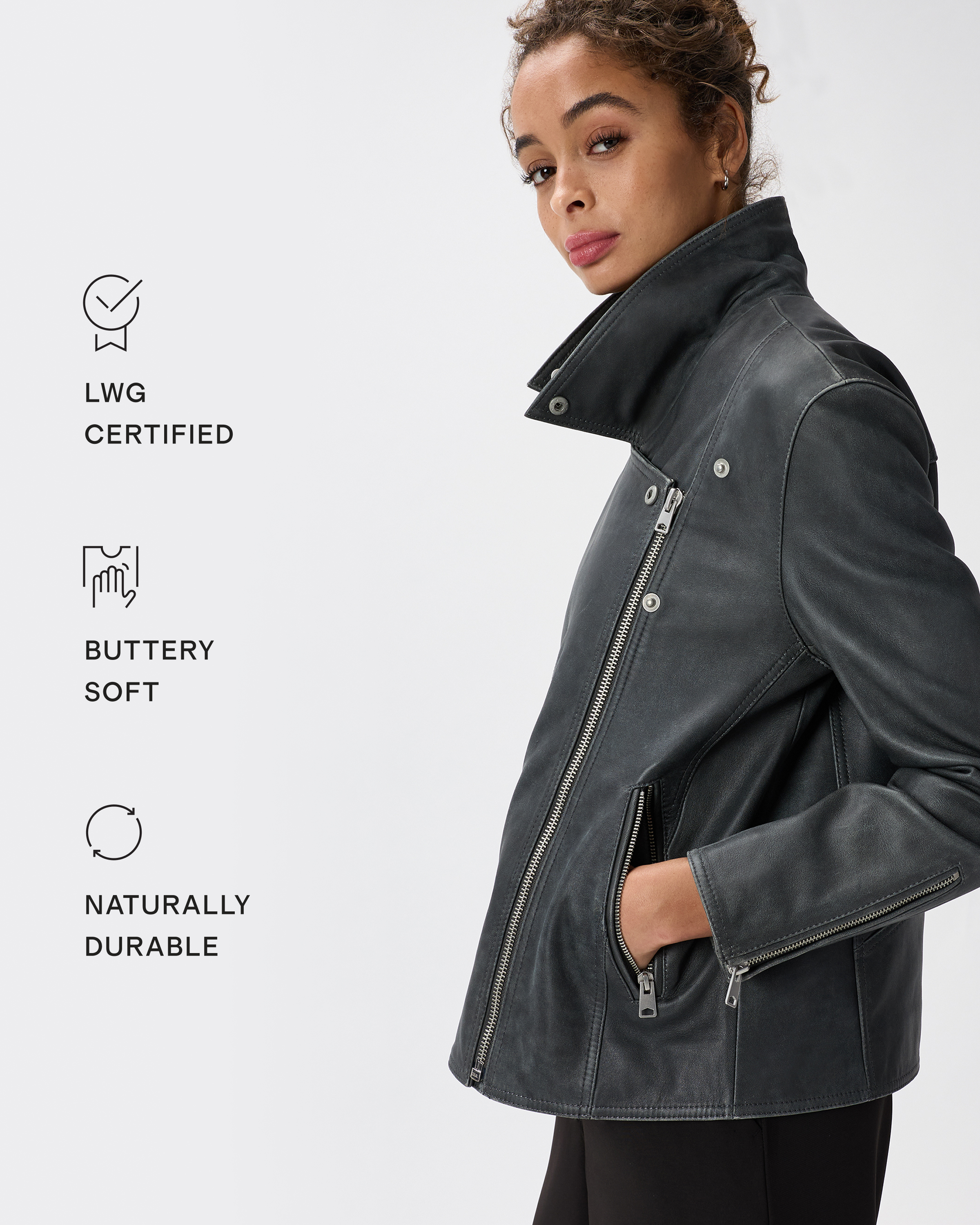 100% Leather Oversized Biker Jacket — Image 17