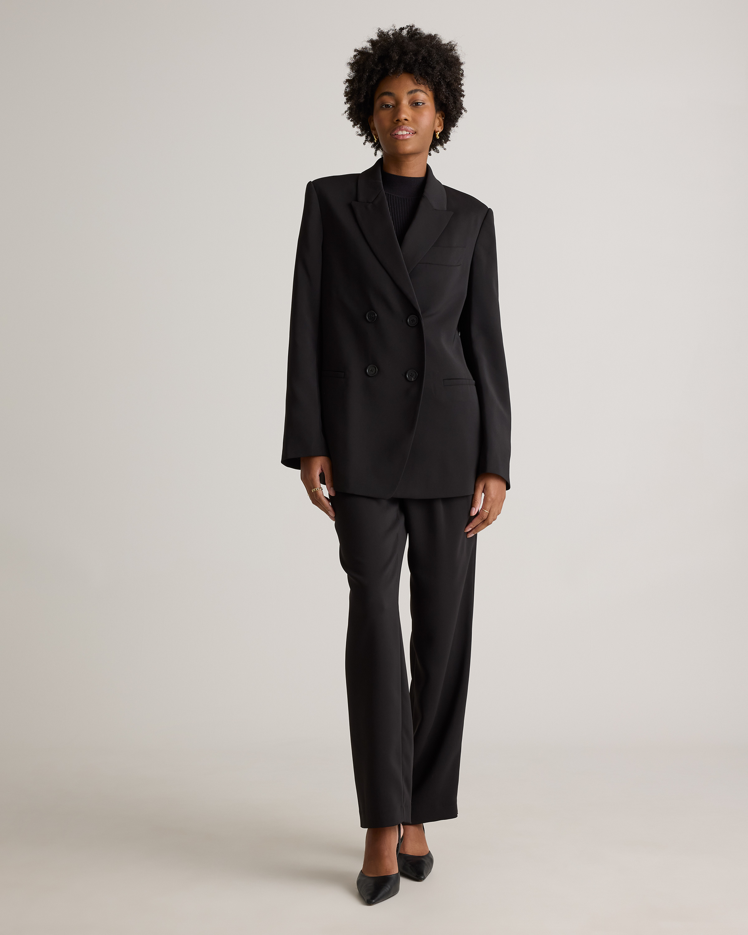 Stretch Crepe Relaxed Double-Breasted Blazer — Image 30
