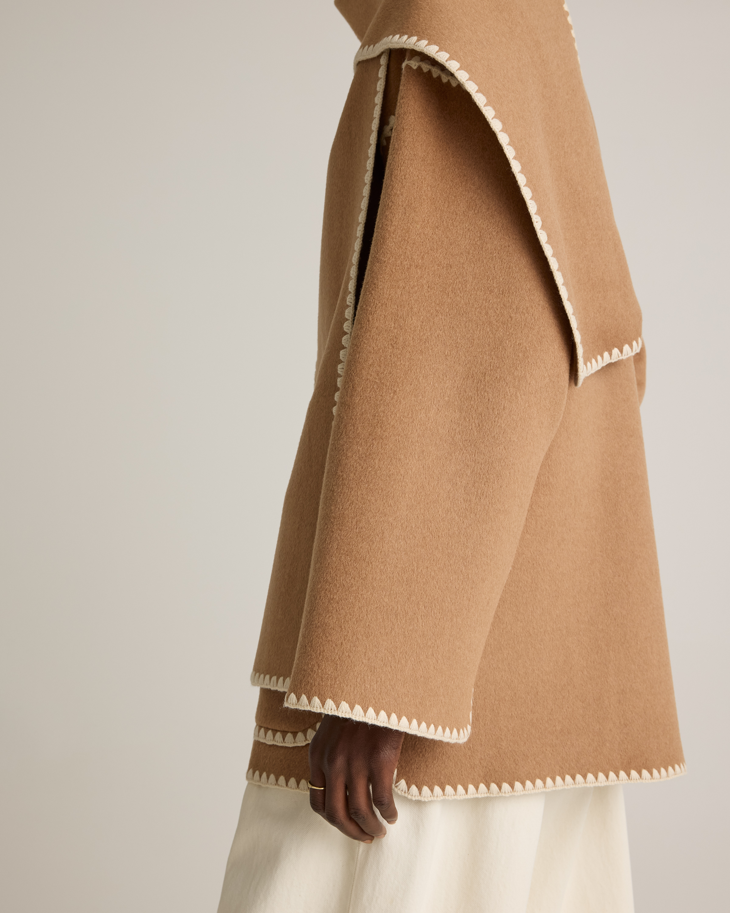Double-Faced Merino Wool Scarf Coat — Image 15