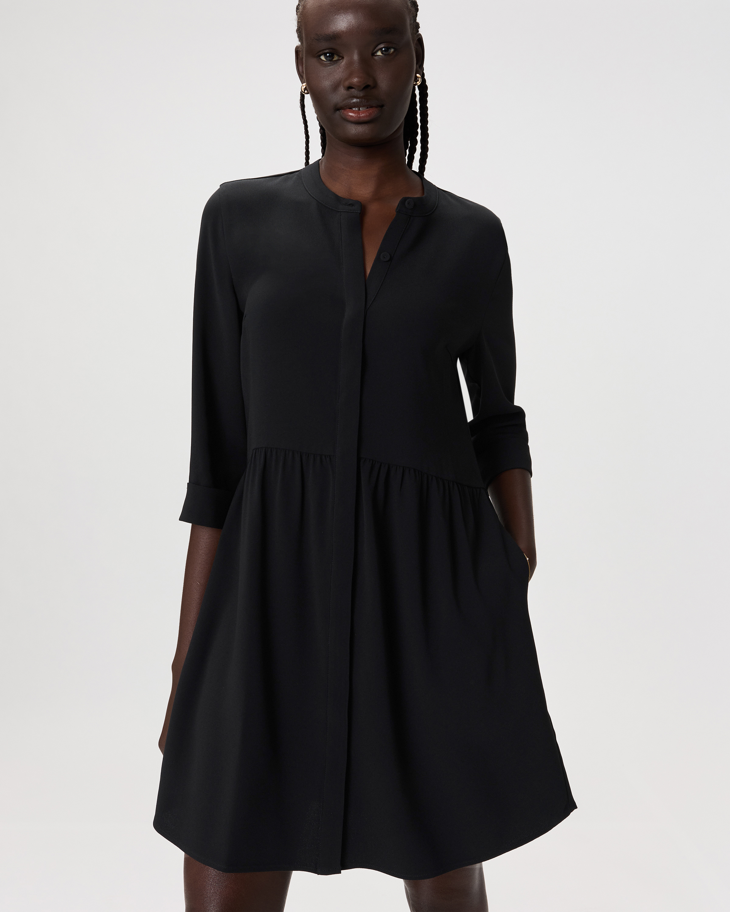 Fluid Crepe Shirt Dress — Image 7