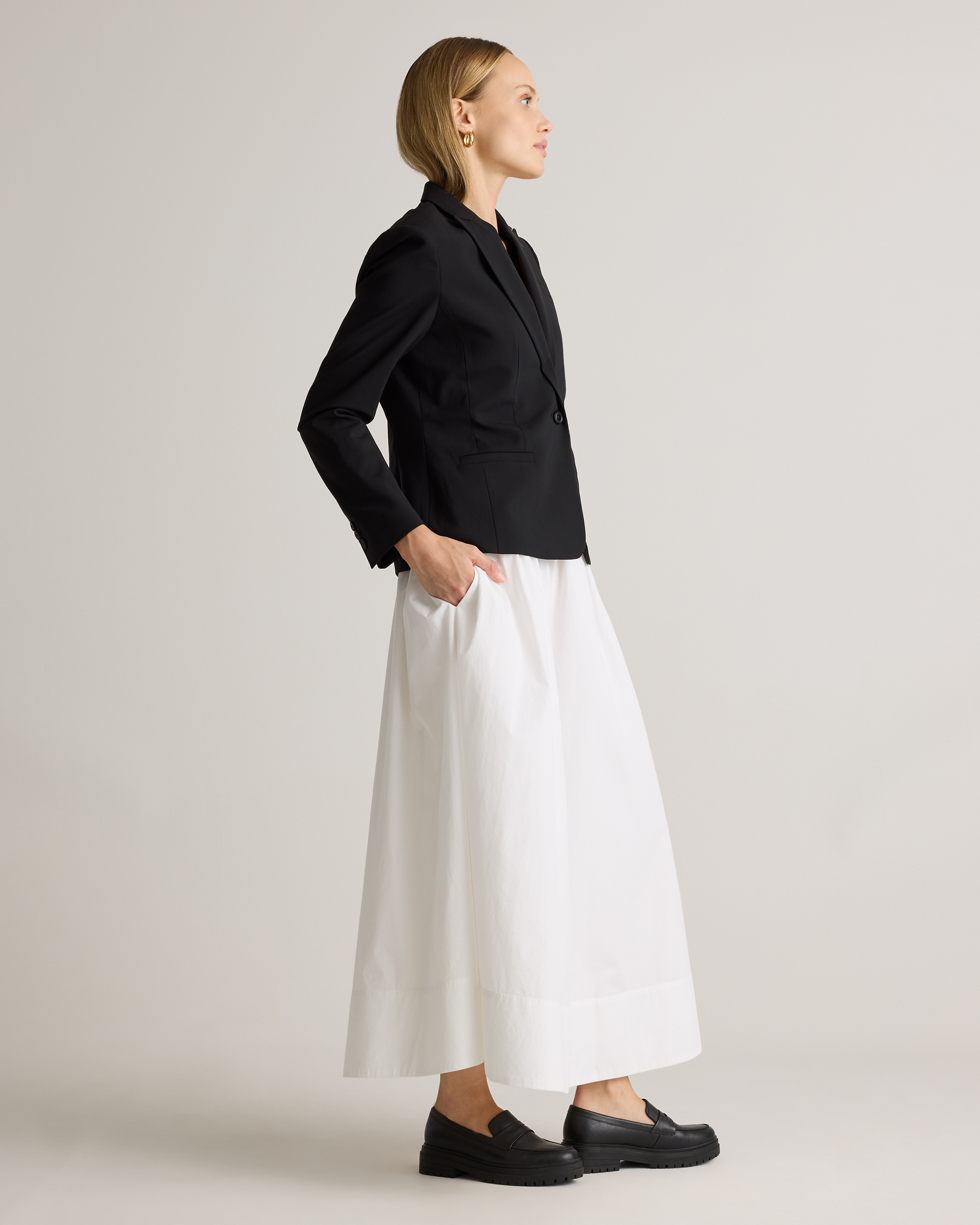 100% Organic Cotton Poplin A-line Maxi Skirt — Image 15