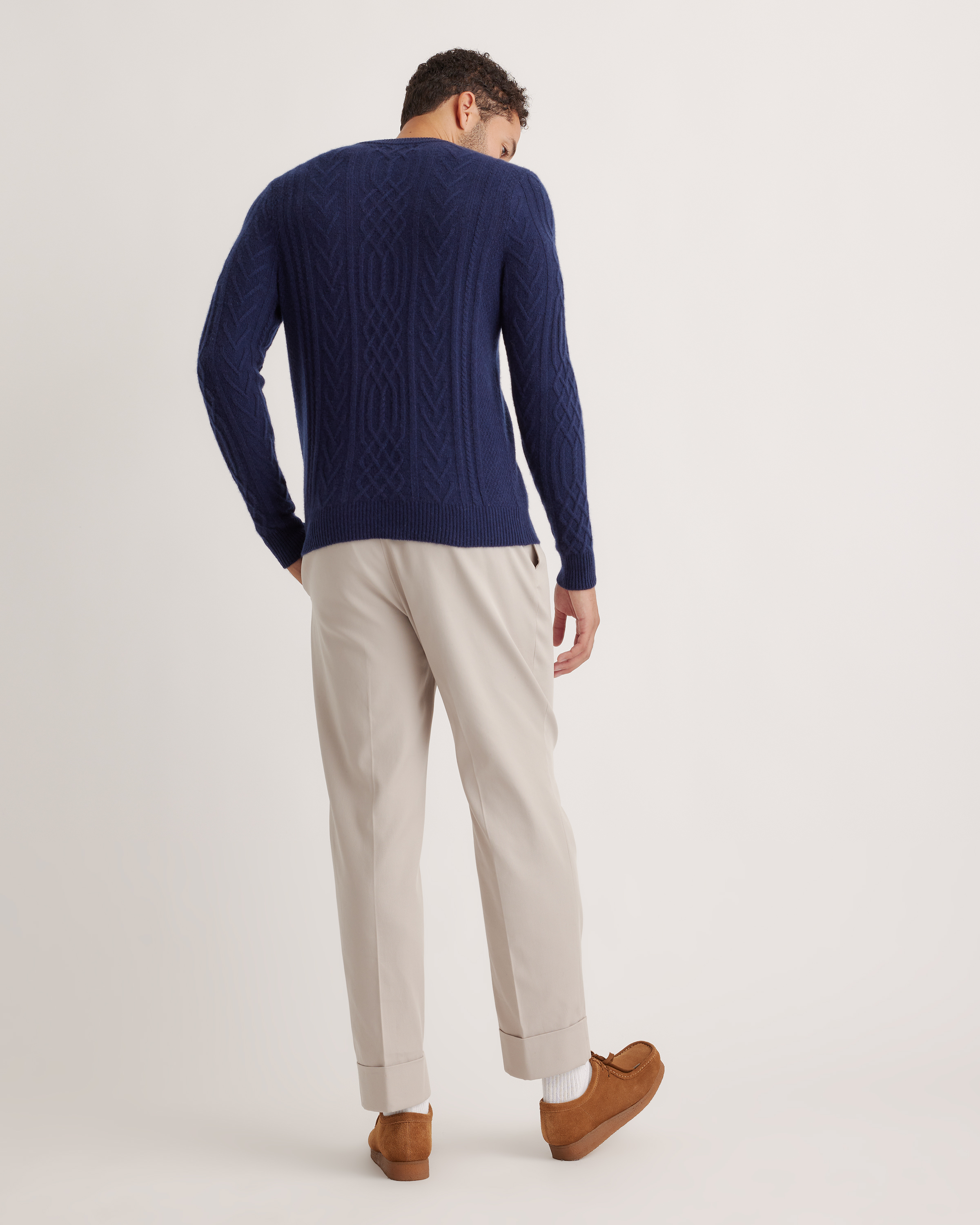 Mongolian Spring Cashmere Cable Crewneck Sweater — Image 10