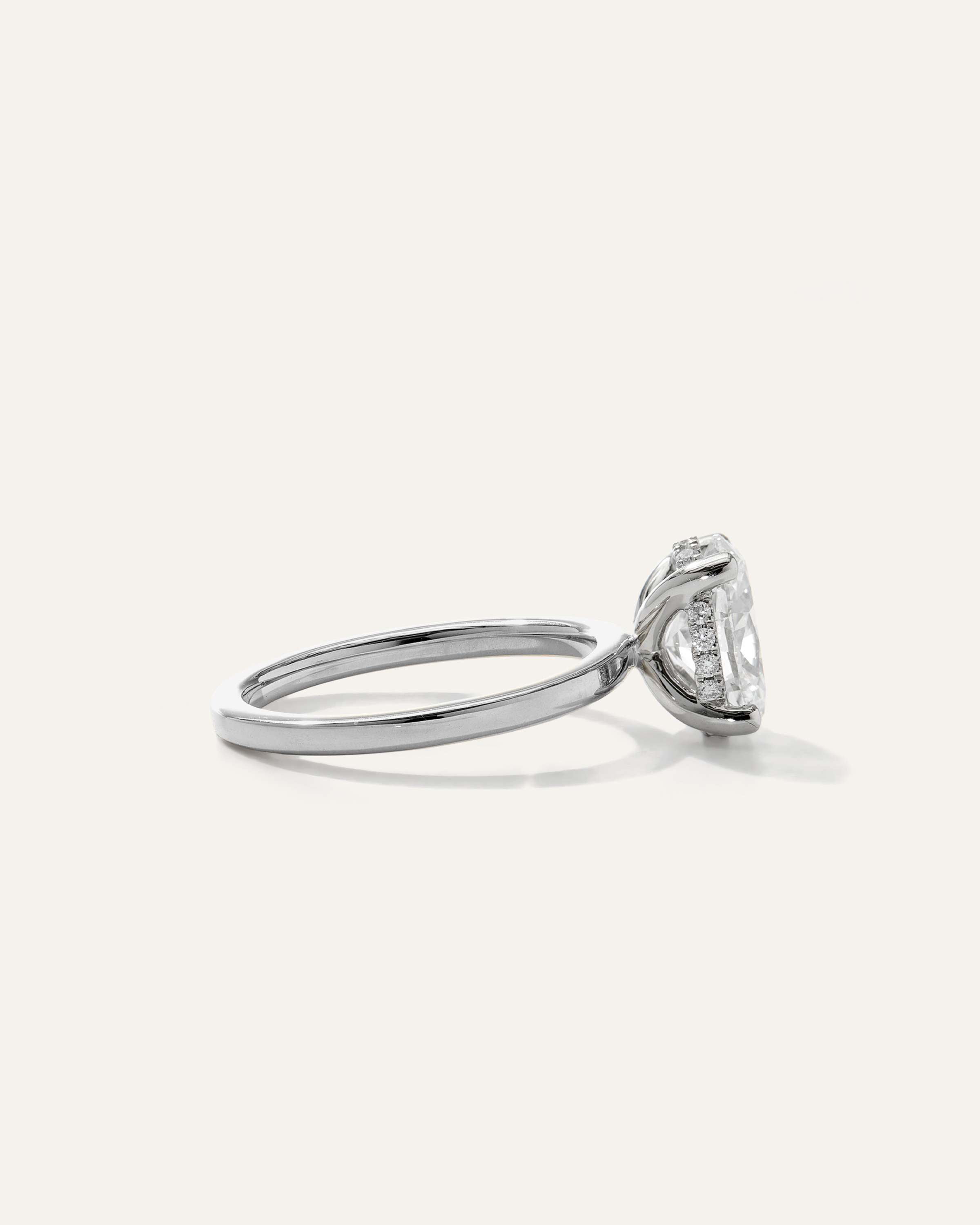 Lab Grown Diamond Oval Petite Hidden Halo Engagement Ring - 2ct — Image 11