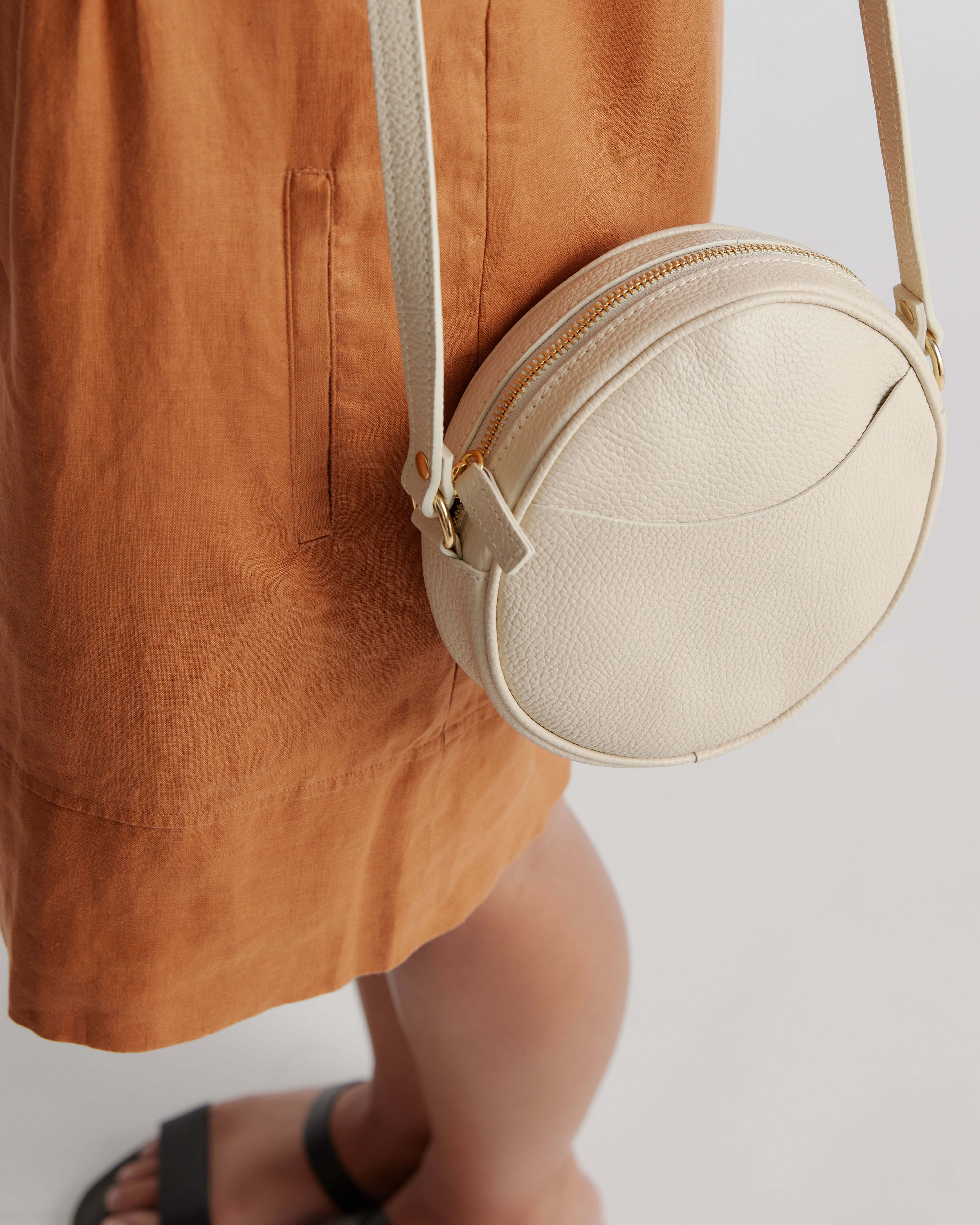 Italian Leather Circle Crossbody Bag — Image 3