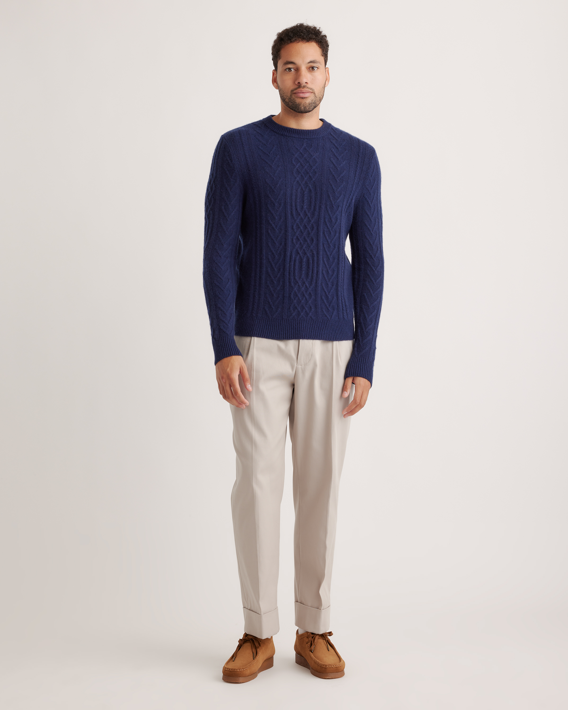 Mongolian Spring Cashmere Cable Crewneck Sweater — Image 9