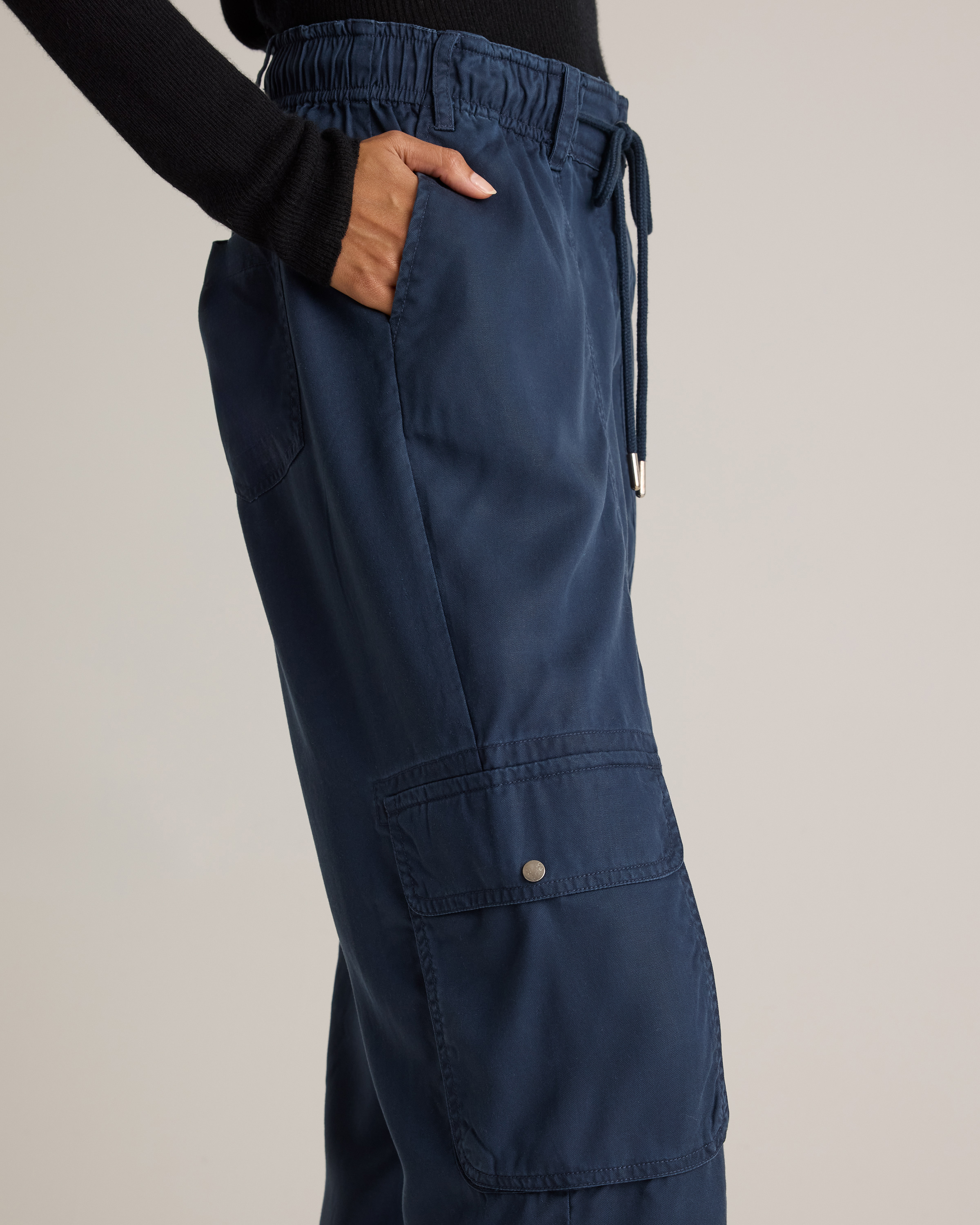Vintage Wash Tencel Drawstring Cargo Pants — Image 5