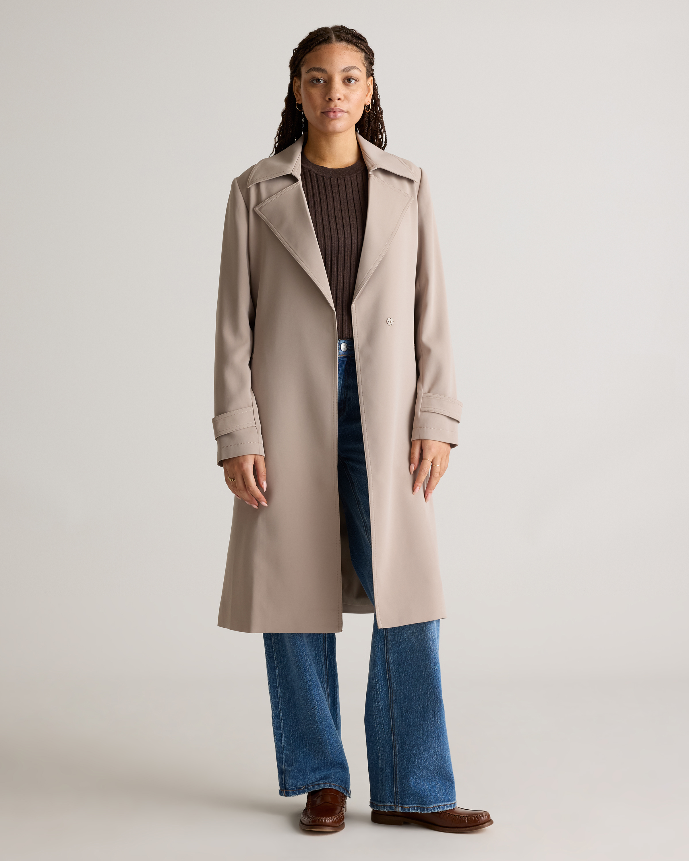 Stretch Crepe Trench Coat — Image 10