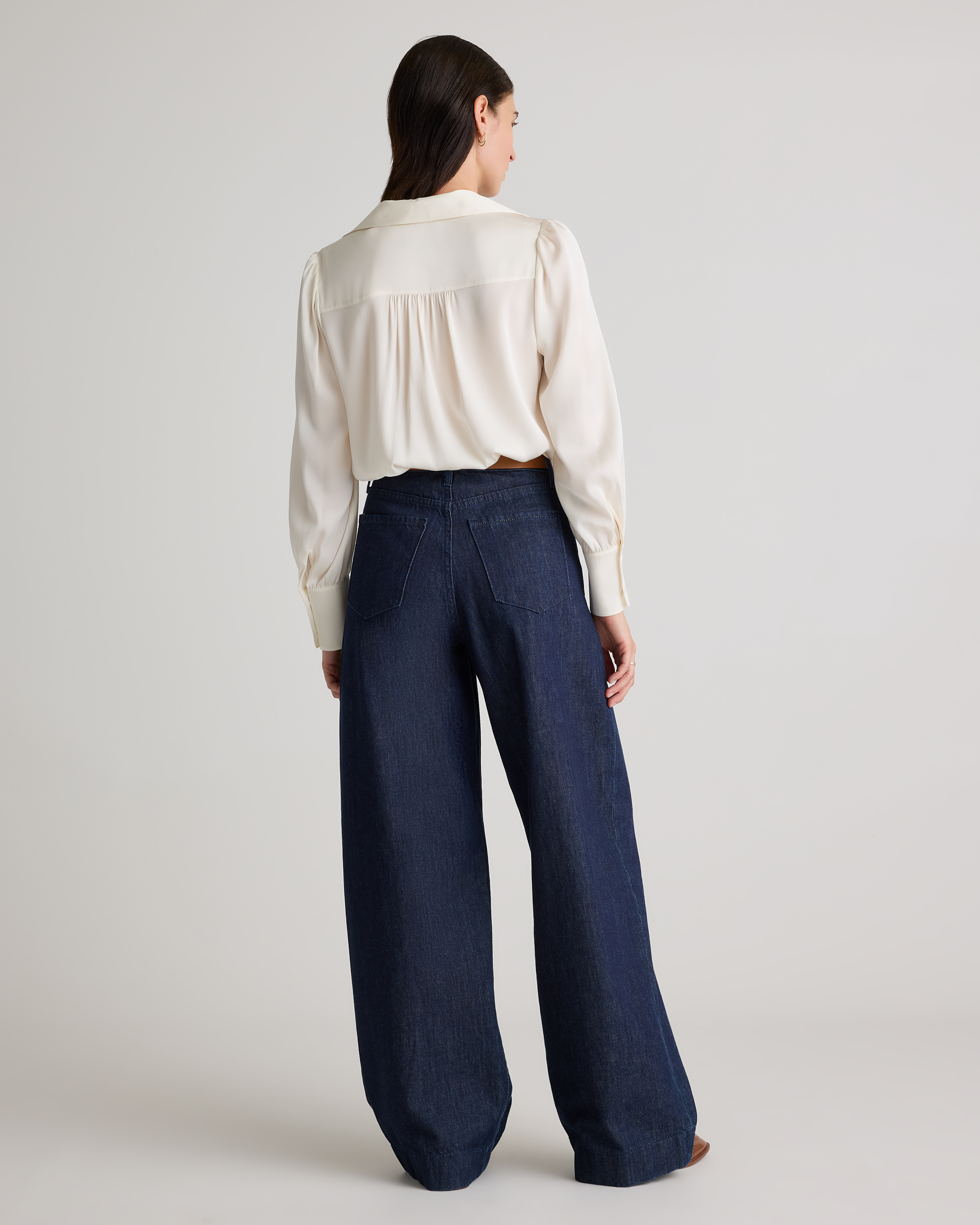 Washable Stretch Silk Split Neck Blouse — Image 6