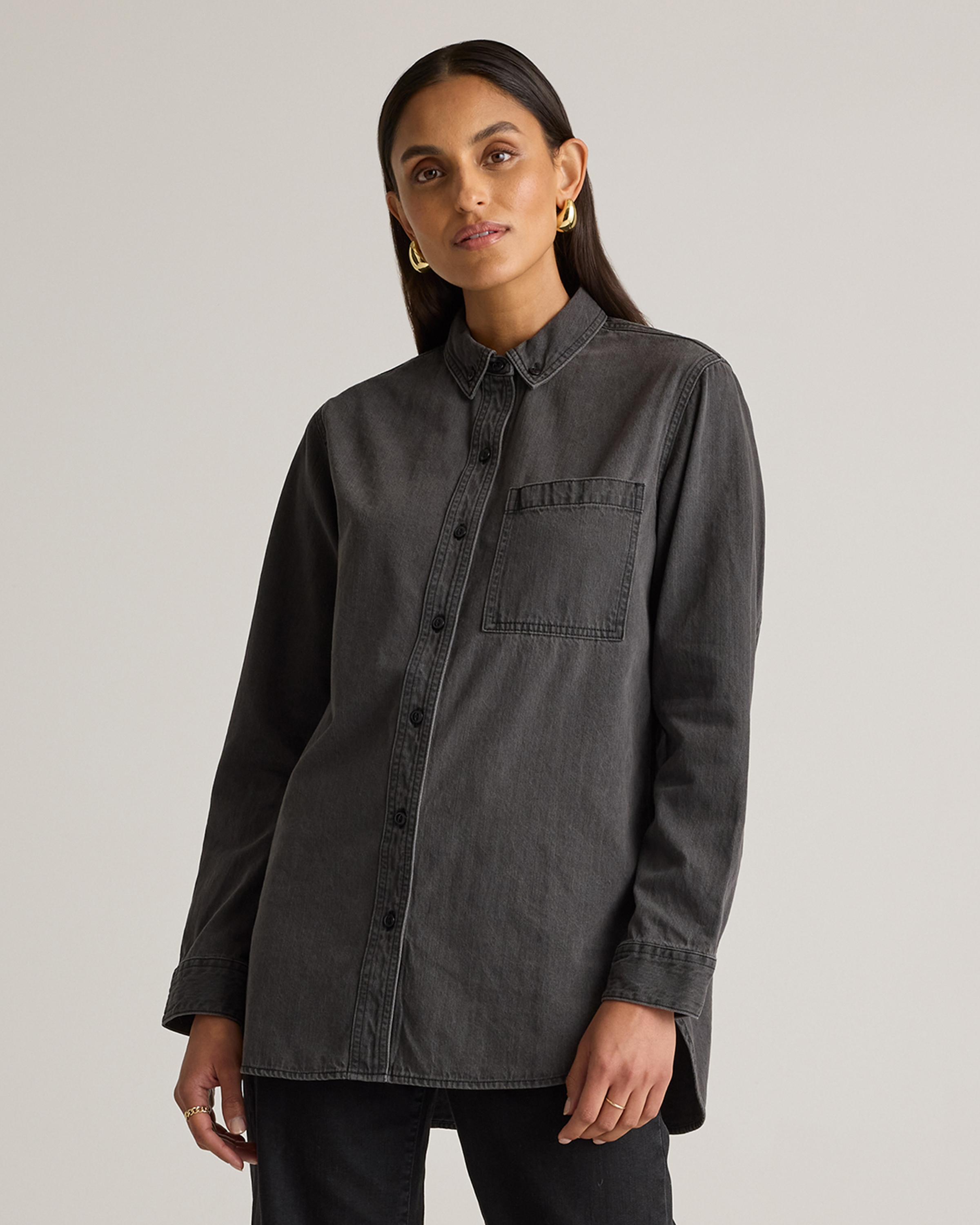 Distressed Denim Oversized Shirt — Image 12