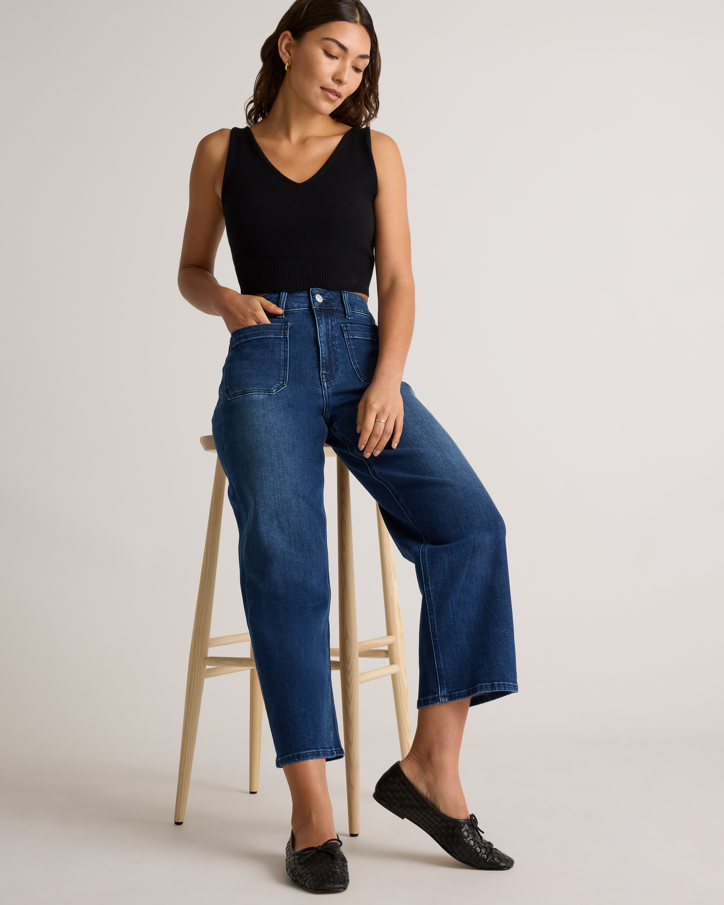 Bella Stretch Patch Pocket Wide Leg Jeans — Image 12