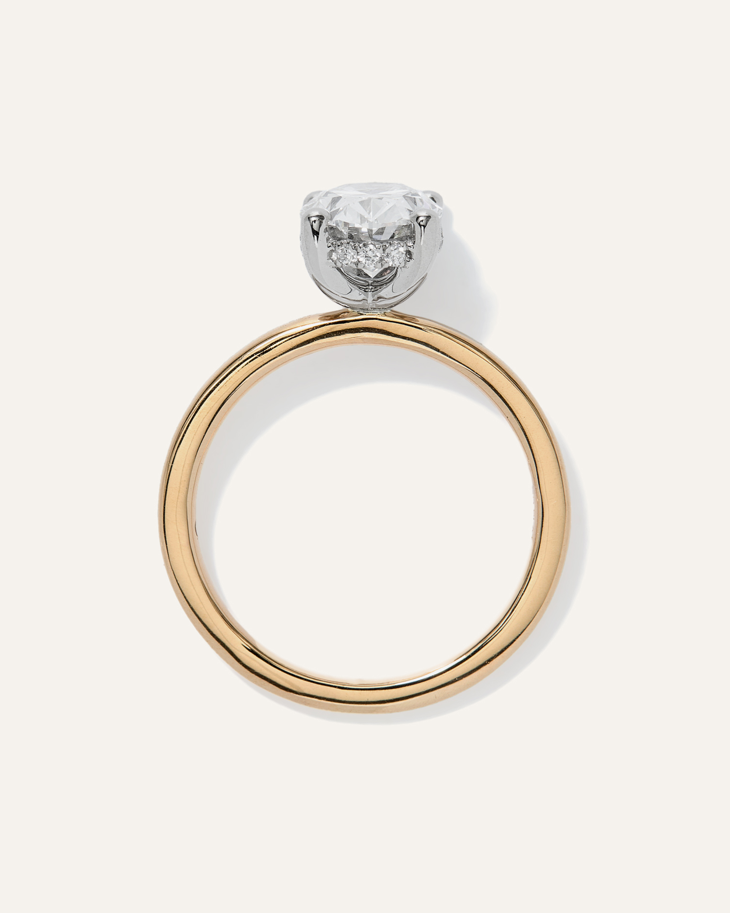 Lab Grown Diamond Oval Petite Hidden Halo Engagement Ring - 2ct — Image 6