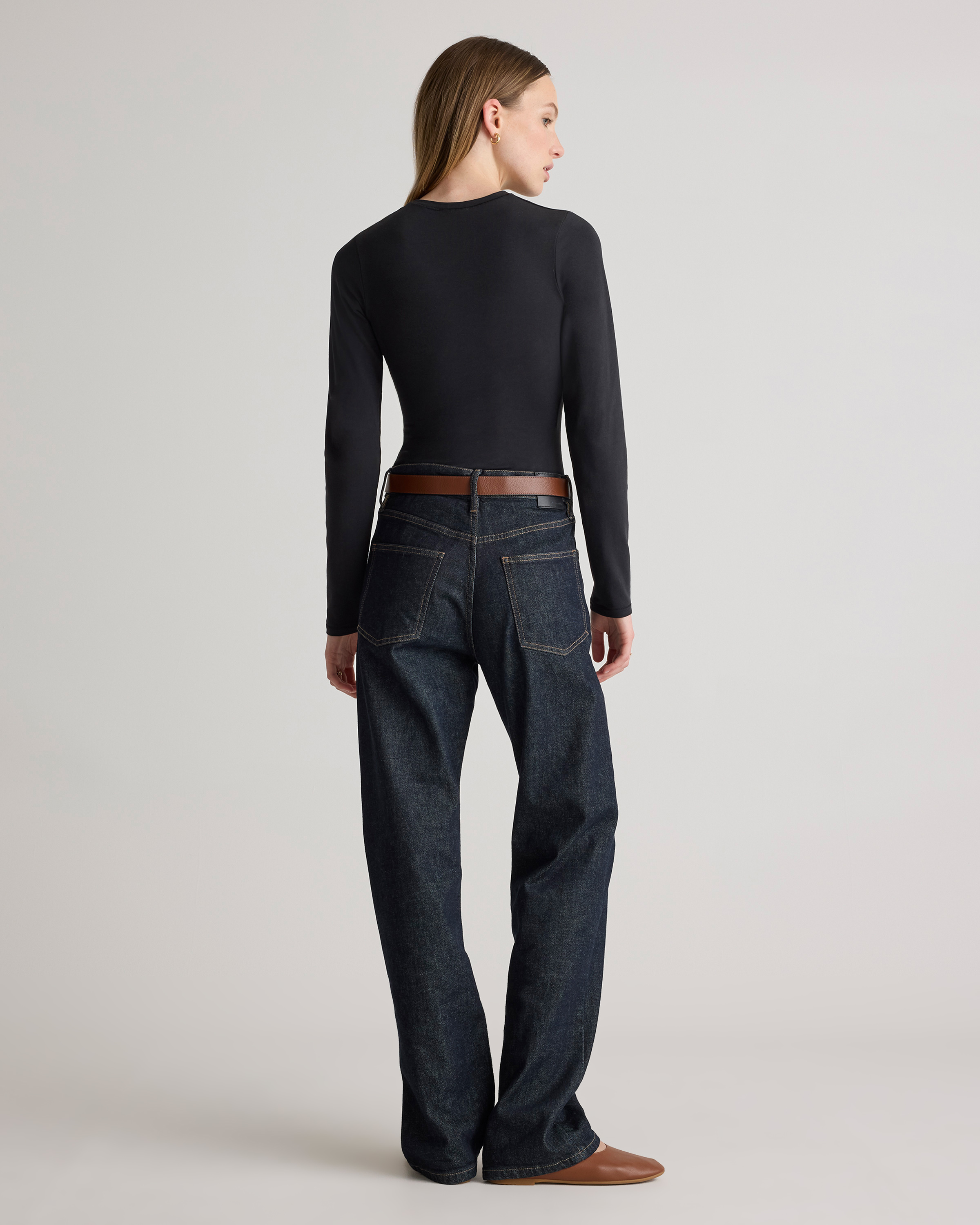 Stretch Cotton Jersey Fitted Long Sleeve T-Shirt — Image 7