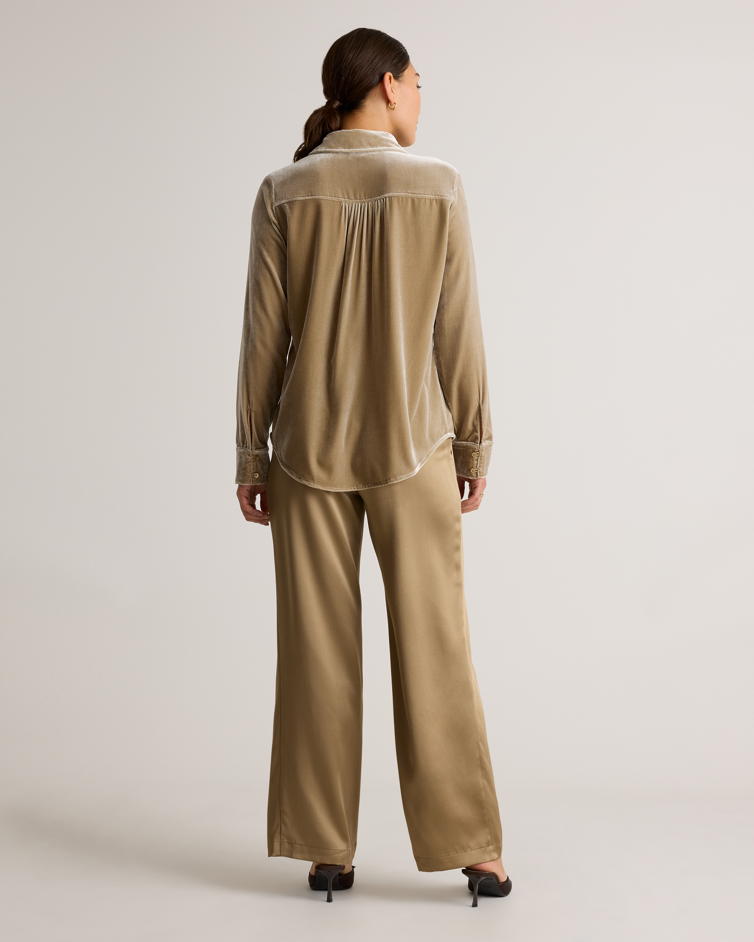 Stretch Silk Velvet Long Sleeve Shirt — Image 13
