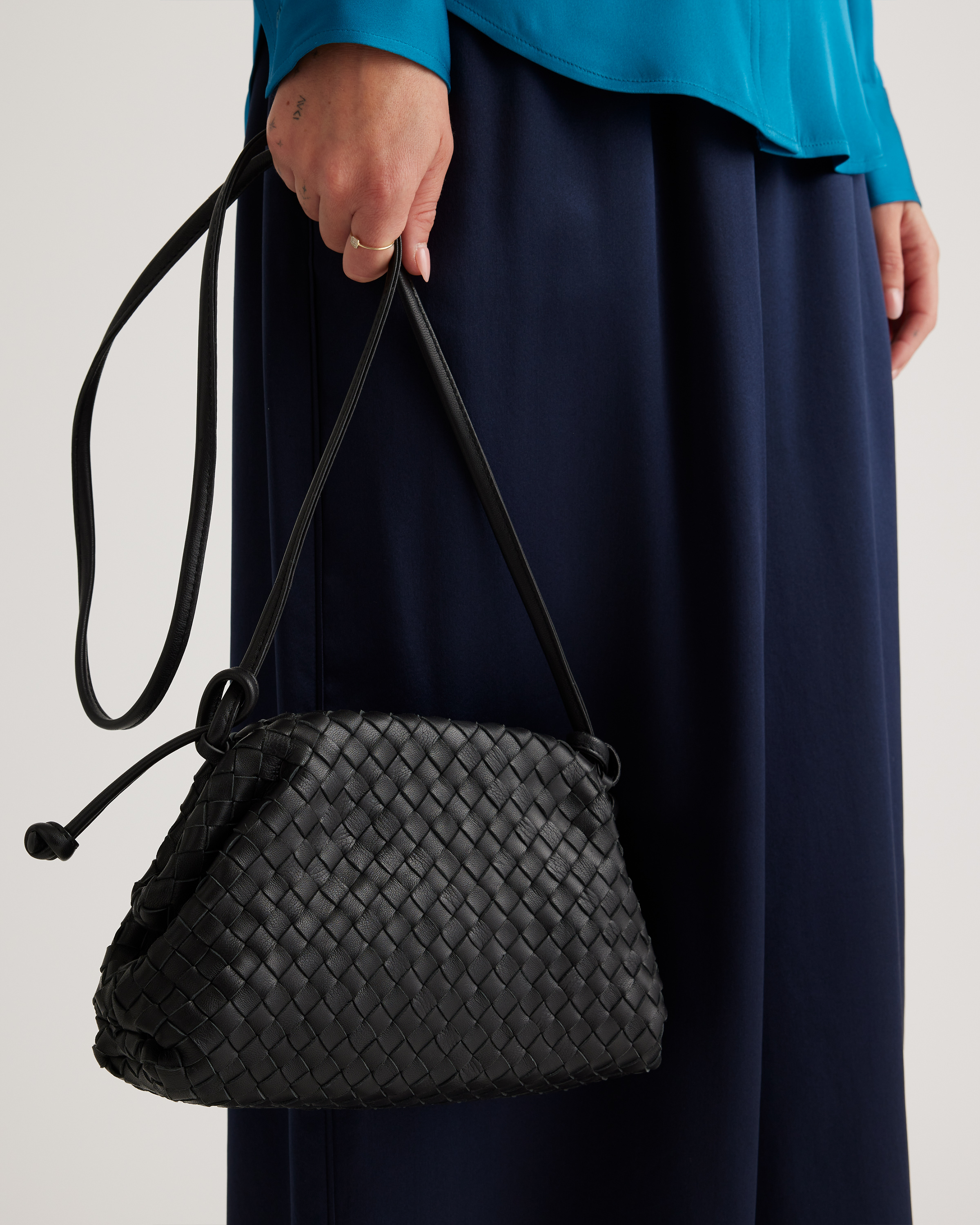 Italian Leather Handwoven Pouch Crossbody Clutch — Image 6
